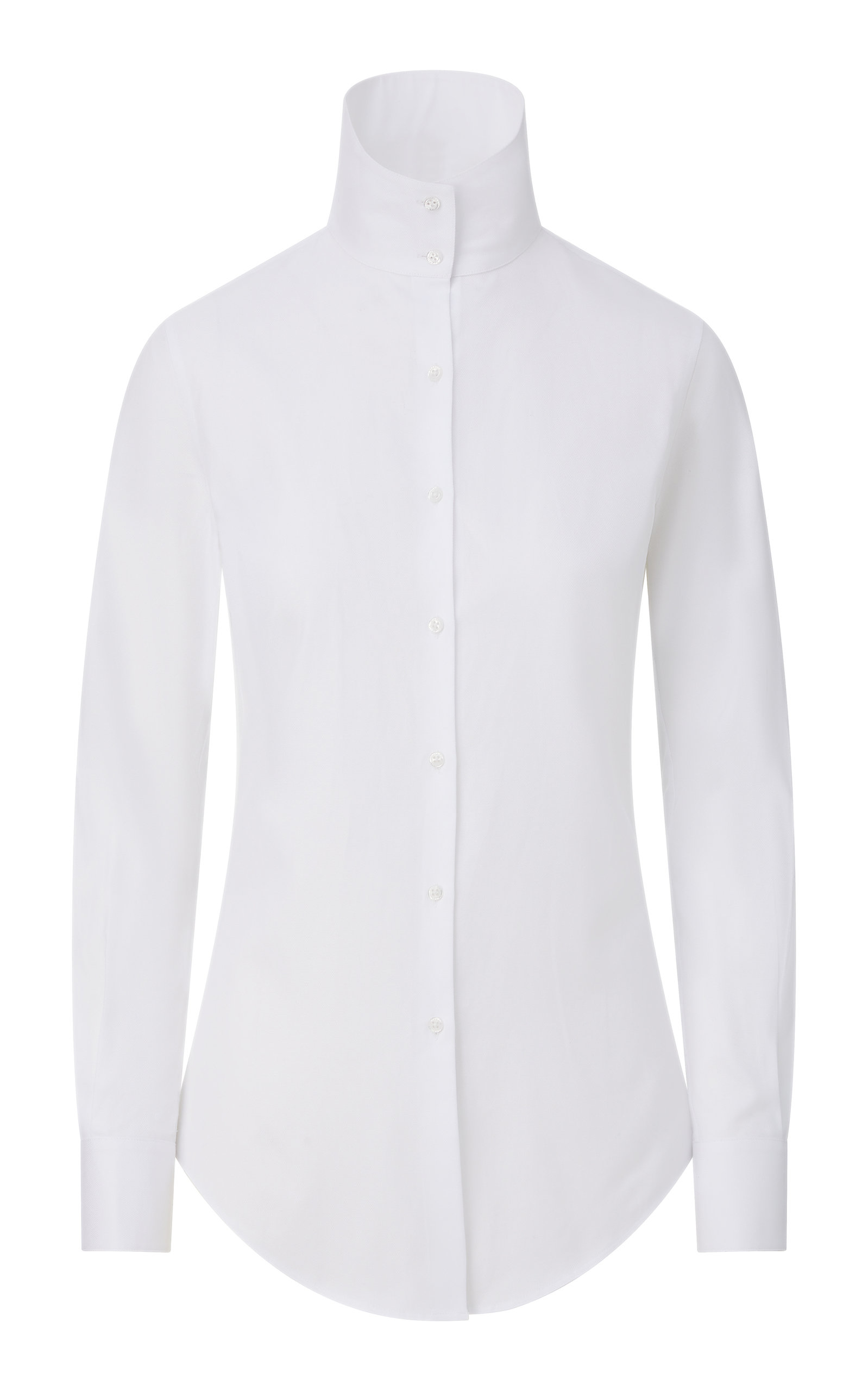 Brandon Maxwell Women's Funnel-Neck Cotton Button-Down Shirt