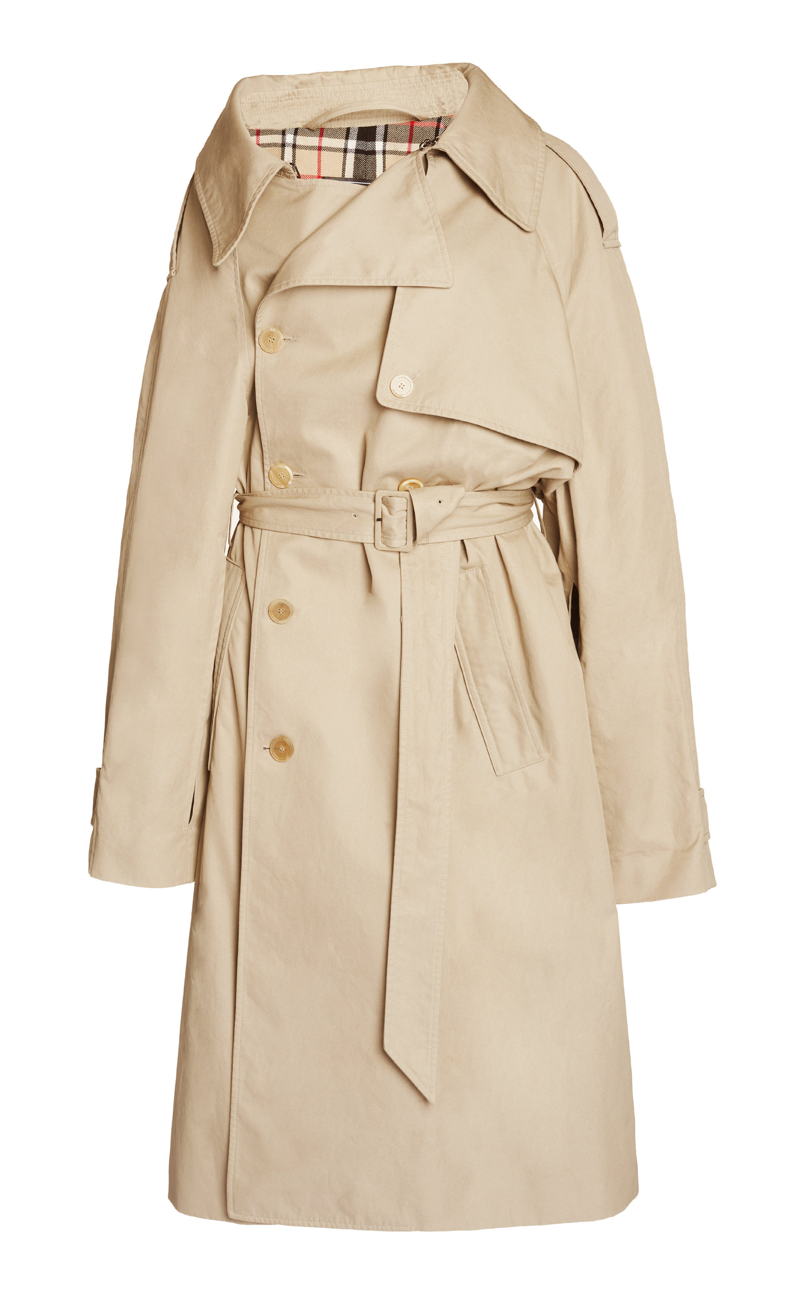 Balenciaga - Women's Off-The-Shoulder Cotton Trench Coat - Neutral - XS - Moda Operandi
