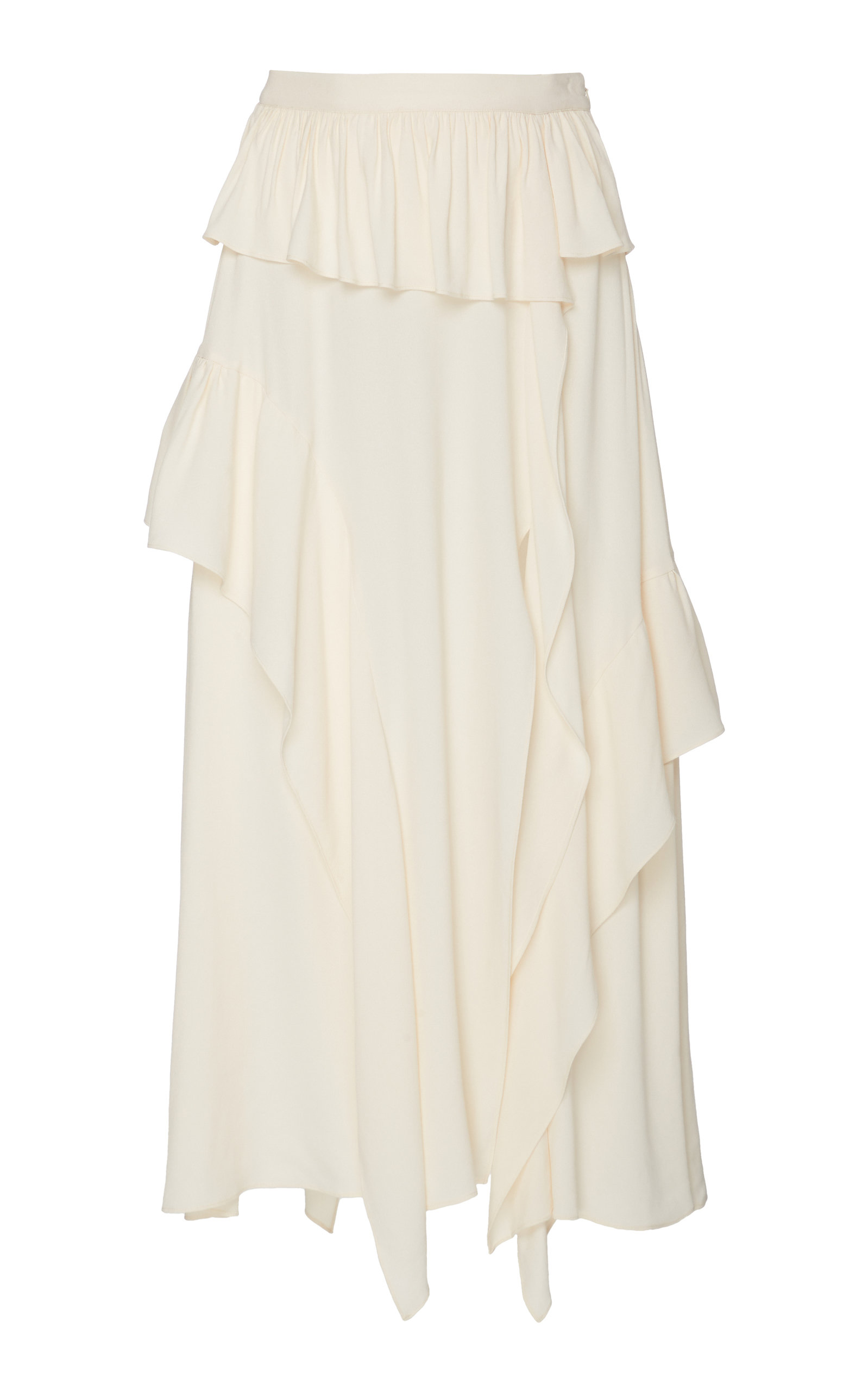 Ulla Johnson Women's Frans Ruffle-trimmed Crepe-de-chine Maxi Skirt In White