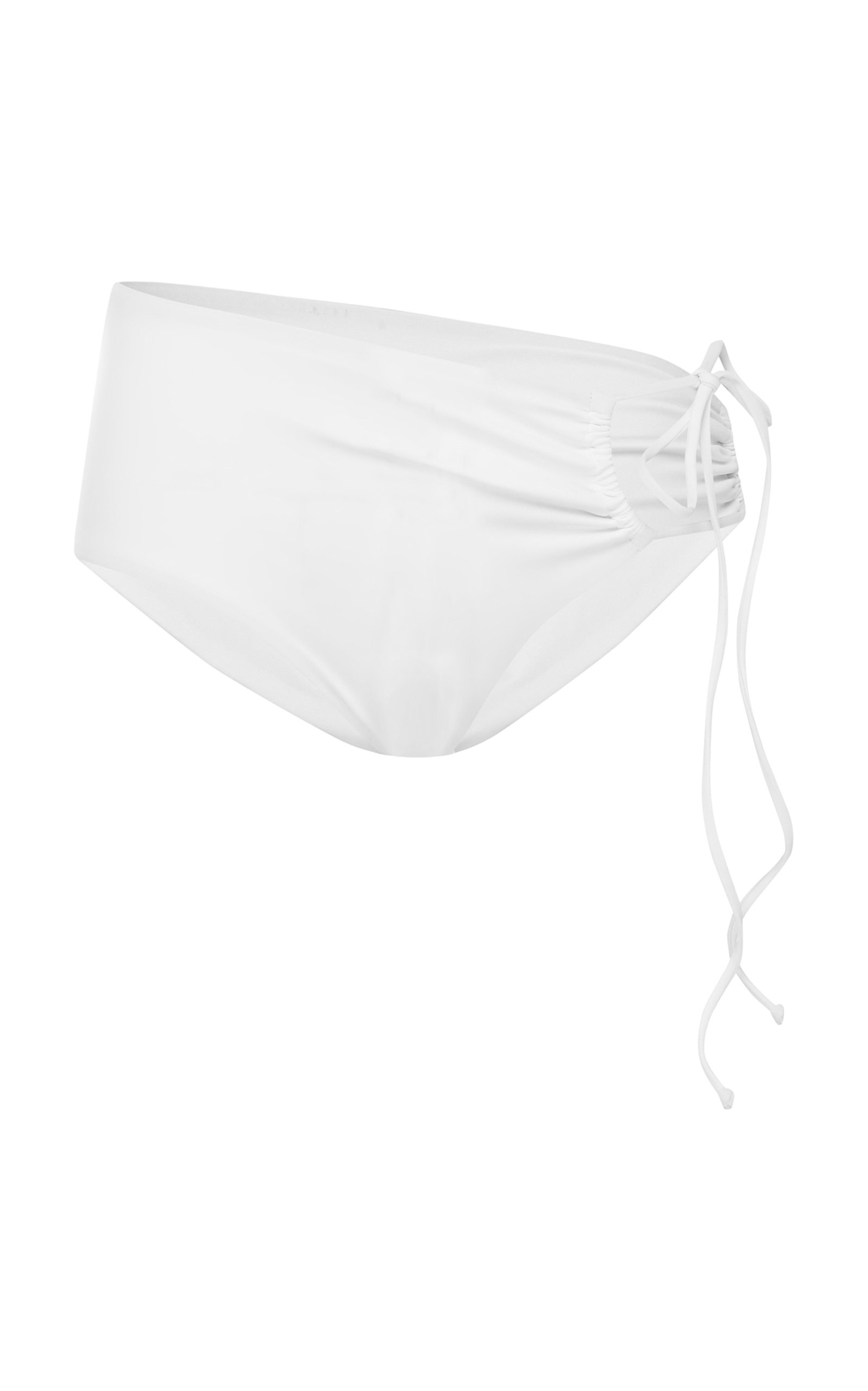 Christopher Esber Ruched Side-tie Bikini Bottom In White | ModeSens