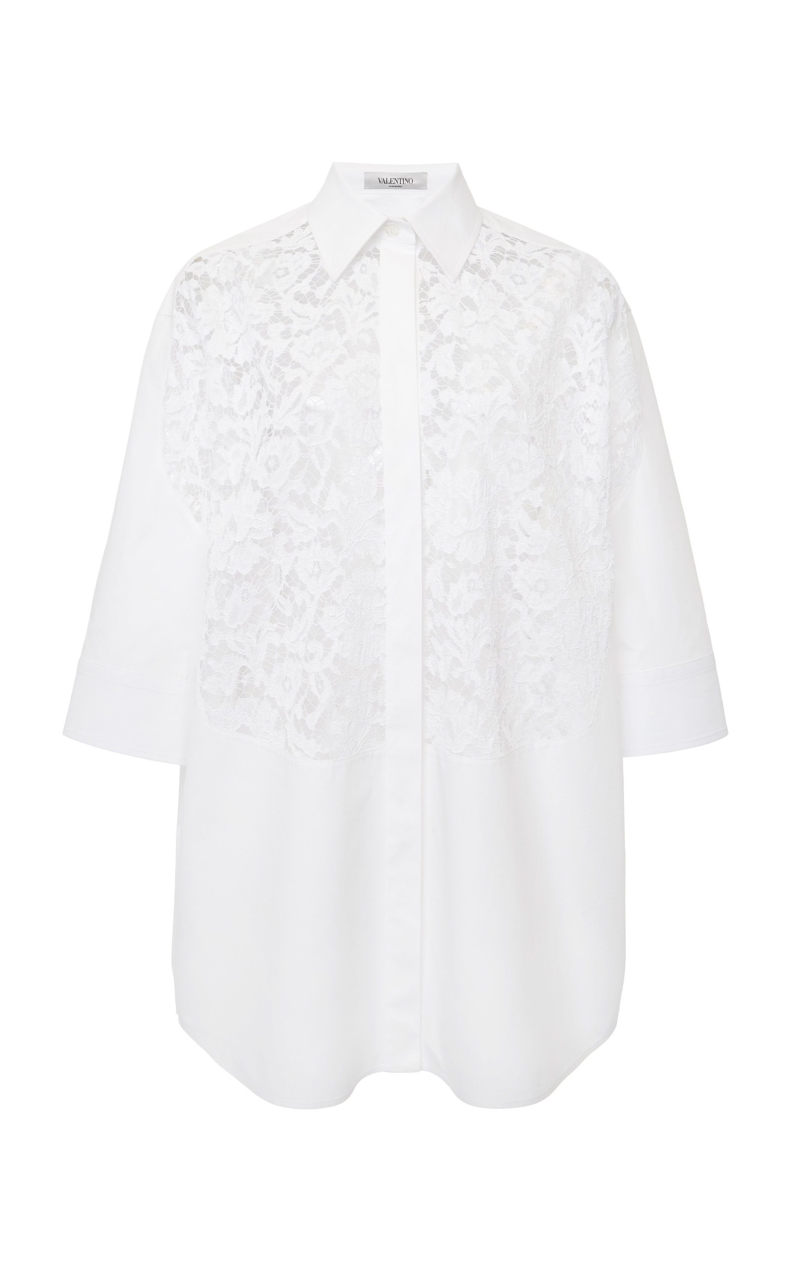 Valentino - Women's Lace-Trimmed Cotton Shirt - White - IT 36 - Moda Operandi