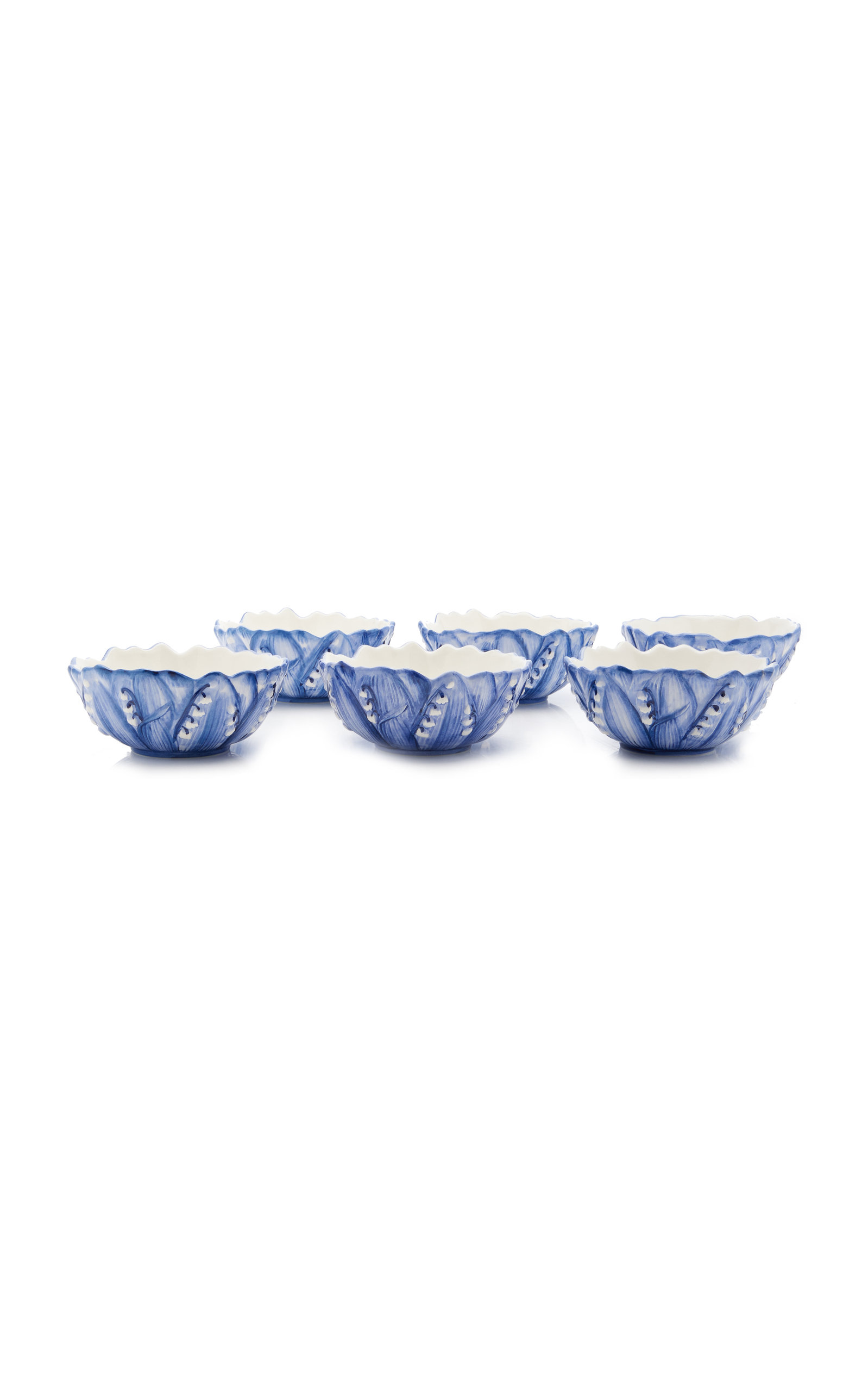 Moda Domus Set-of-Six Lily Of The Valley Ceramic Cereal Bowls - Green