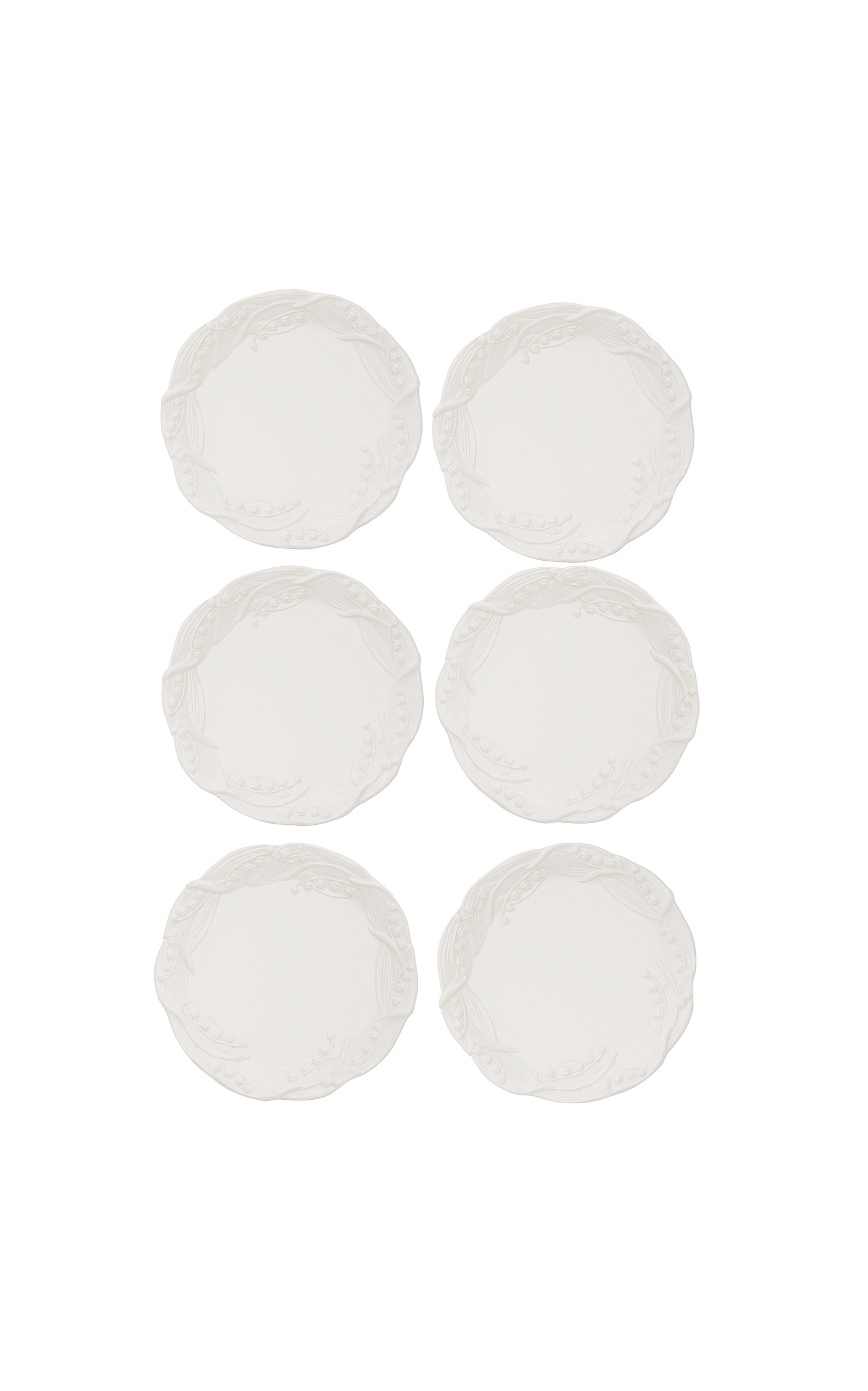Moda Domus Set Of 6 Lily Of The Valley Ceramic Salad Plates In White
