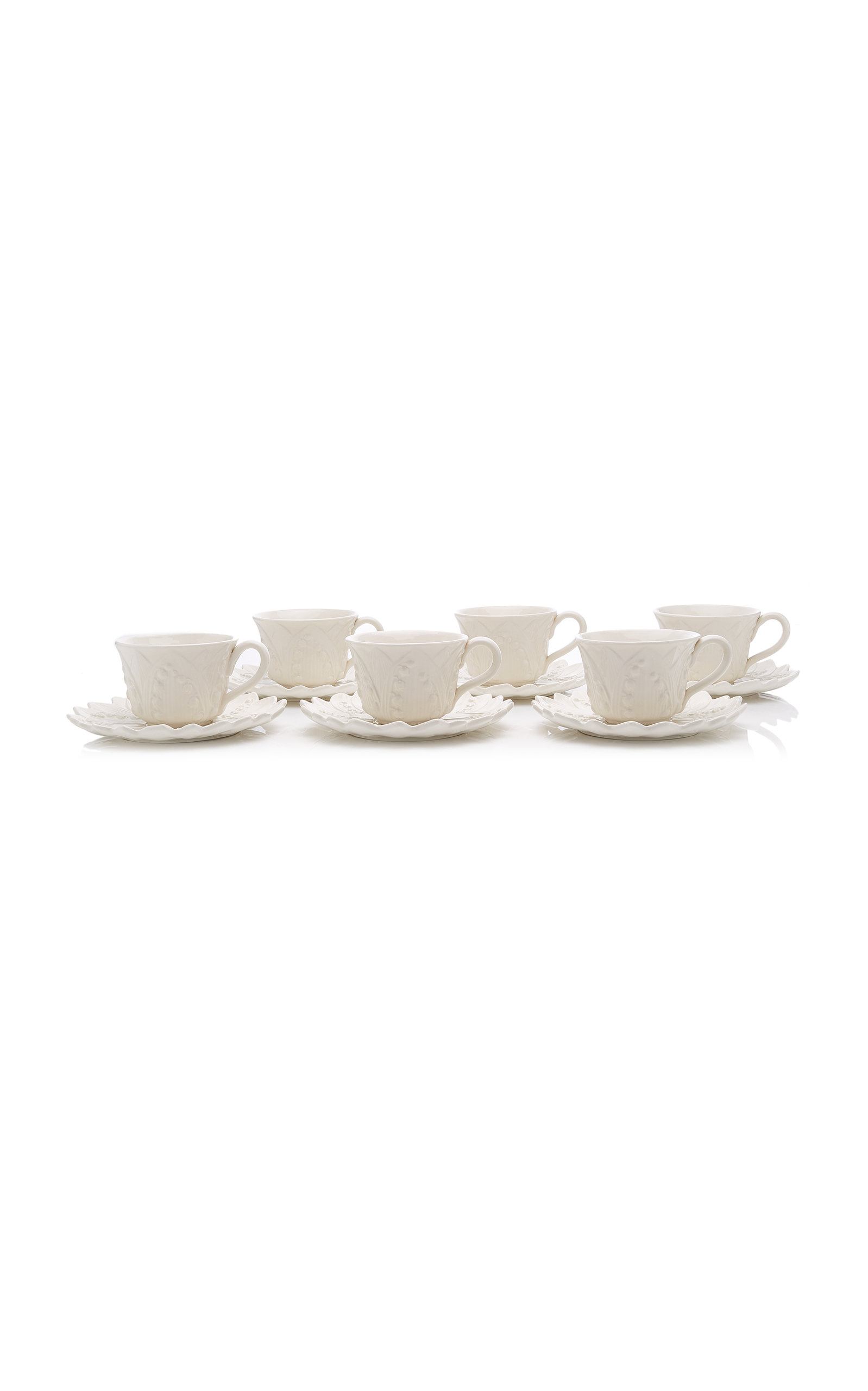 Moda Domus Set-of-six Lily Of The Valley Ceramic Breakfast Cup And Saucer In White