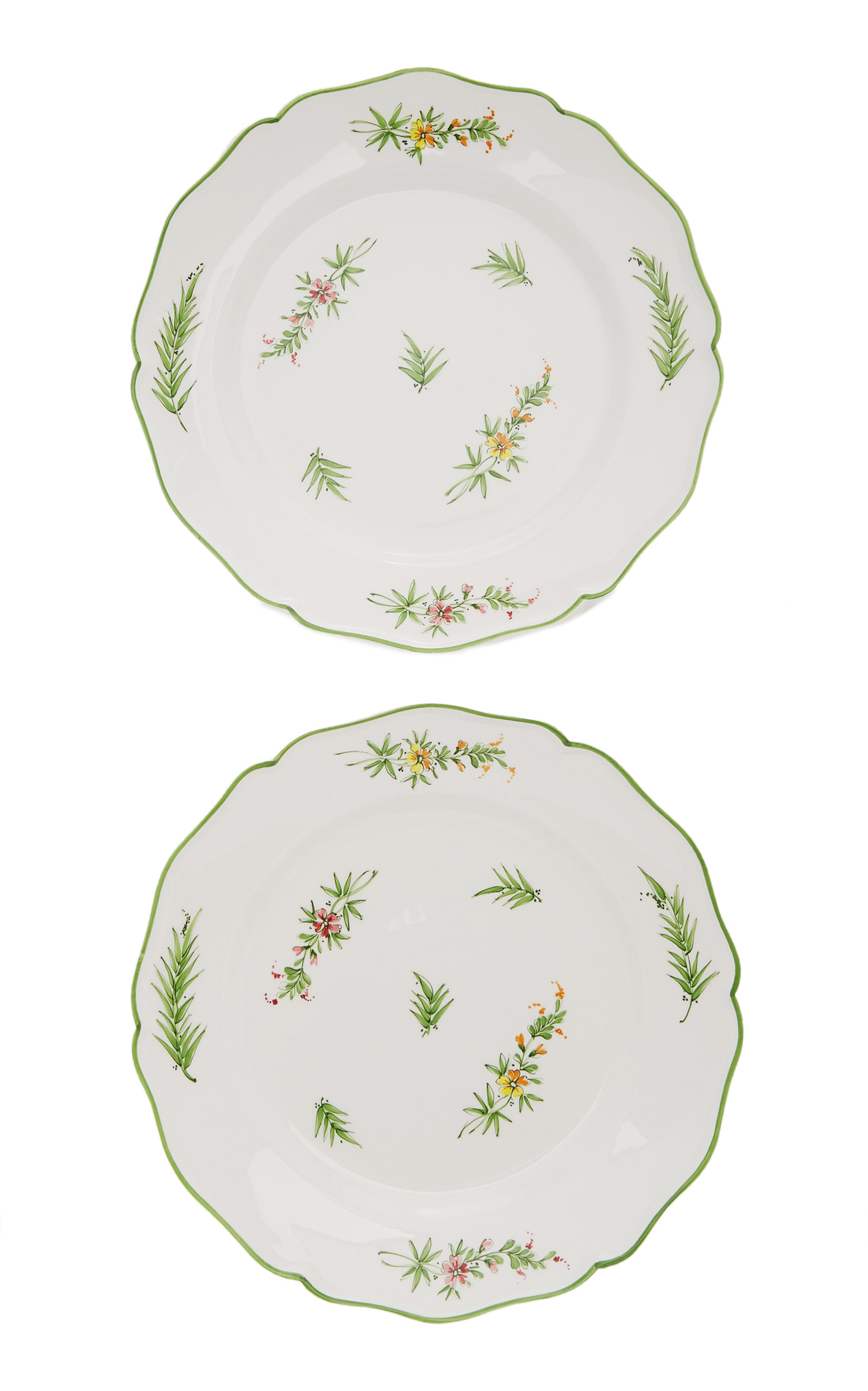 Este Ceramiche For Moda Domus Primavera; Set Of 2 Ceramic Dinner Plates In Floral,green