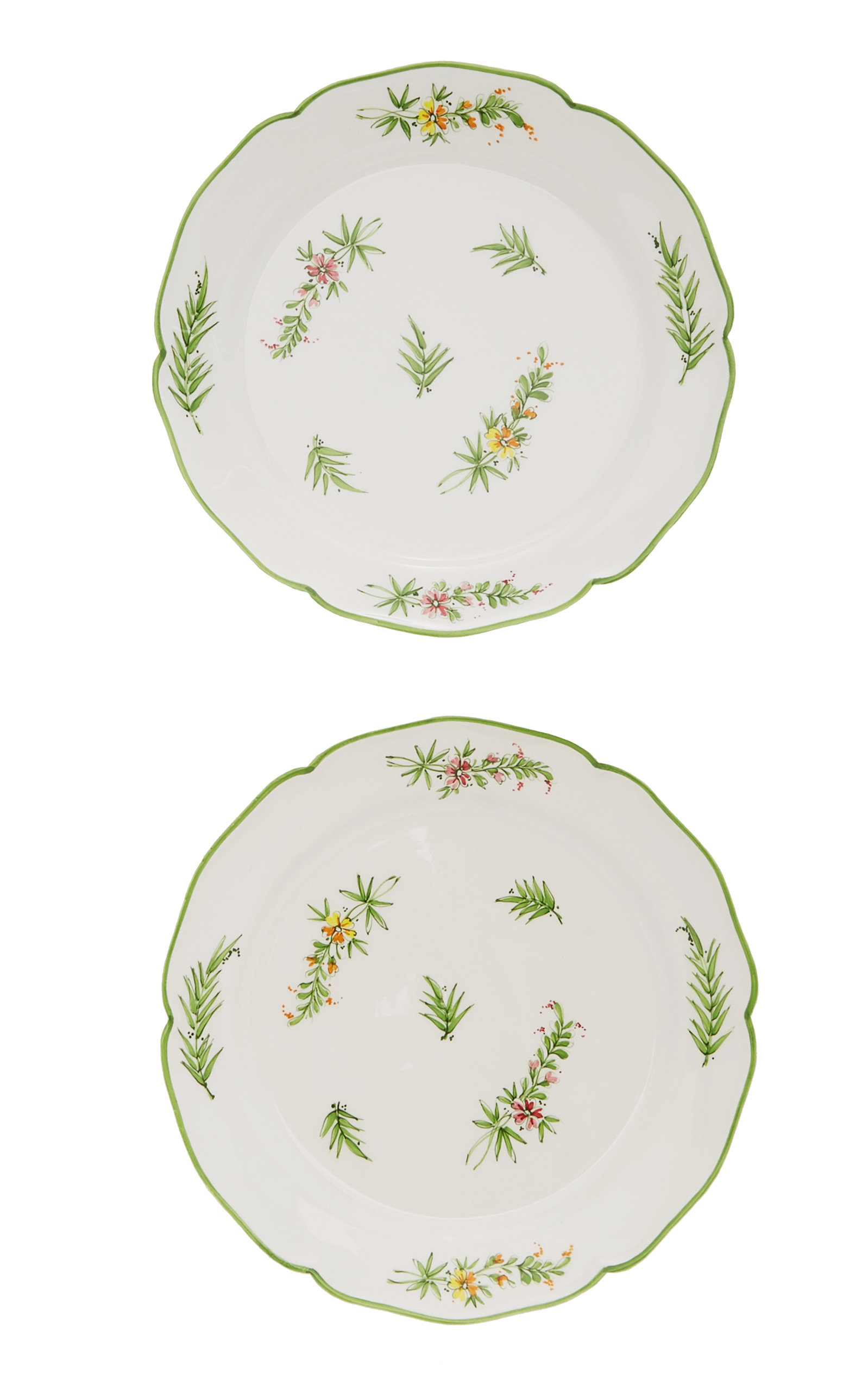 Este Ceramiche For Moda Domus Primavera; Set Of 2 Ceramic Dessert Plates In Floral,green