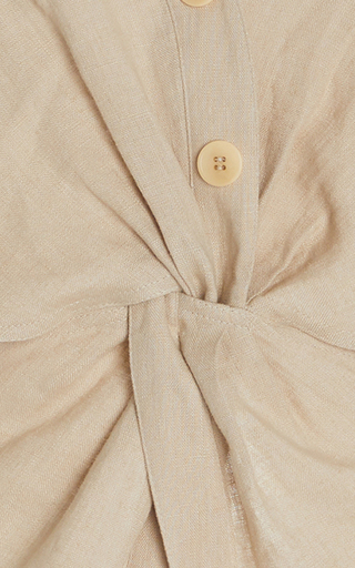 Rasha Linen Cutout Twisted-Front Shirt展示图