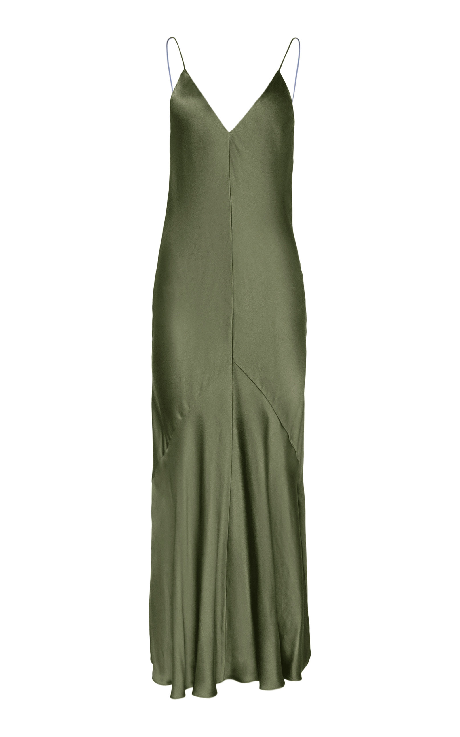 Studio Amelia Liquid Bias Satin Slip Dress In Green | ModeSens