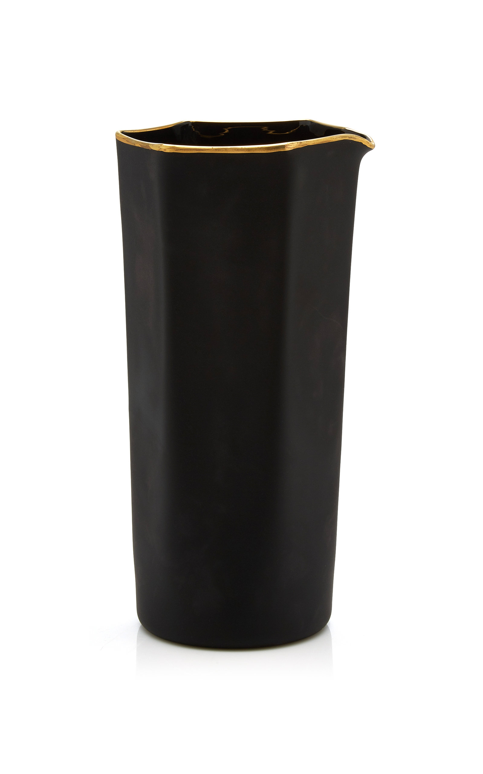 Moda Domus Gold-tipped Matte Glass Carafe In Black