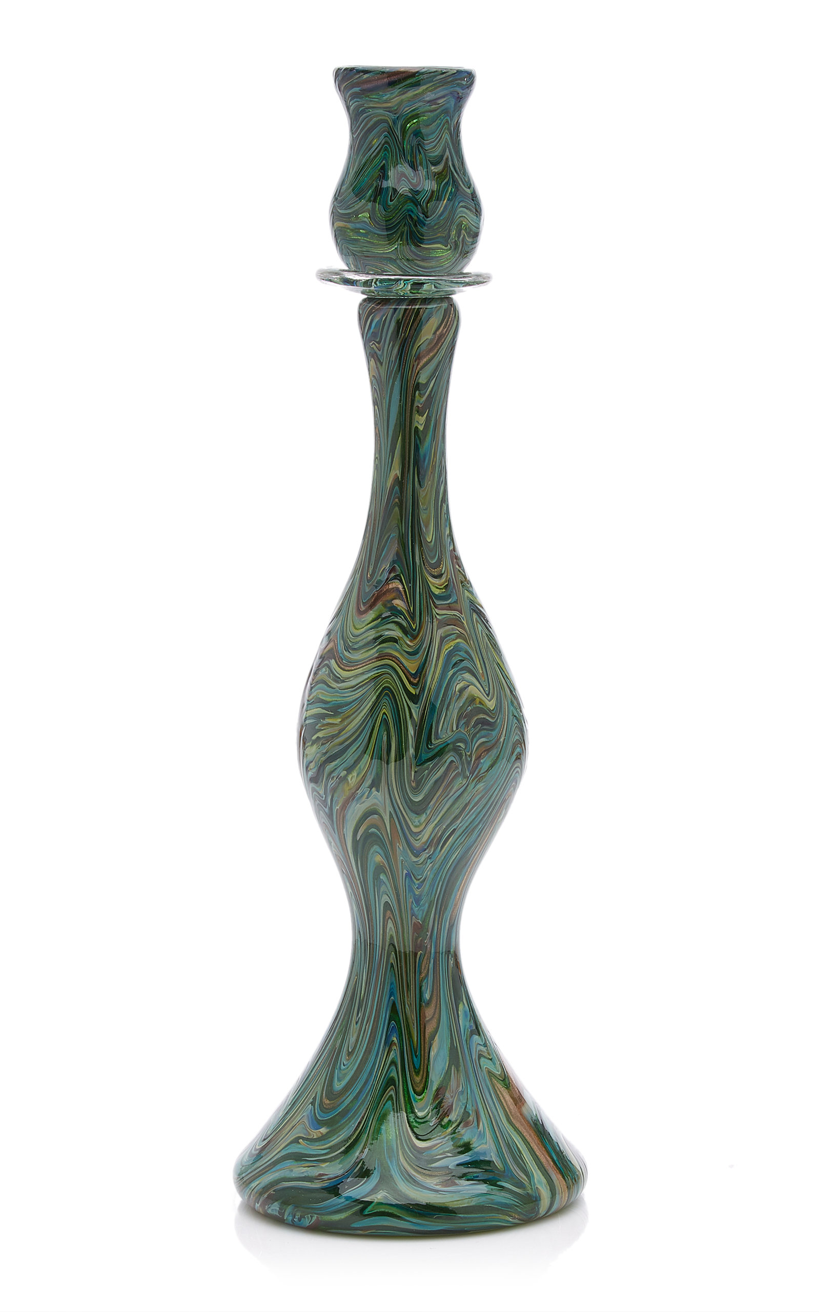 Moda Domus Calcedonio Glass Candlestick In Green