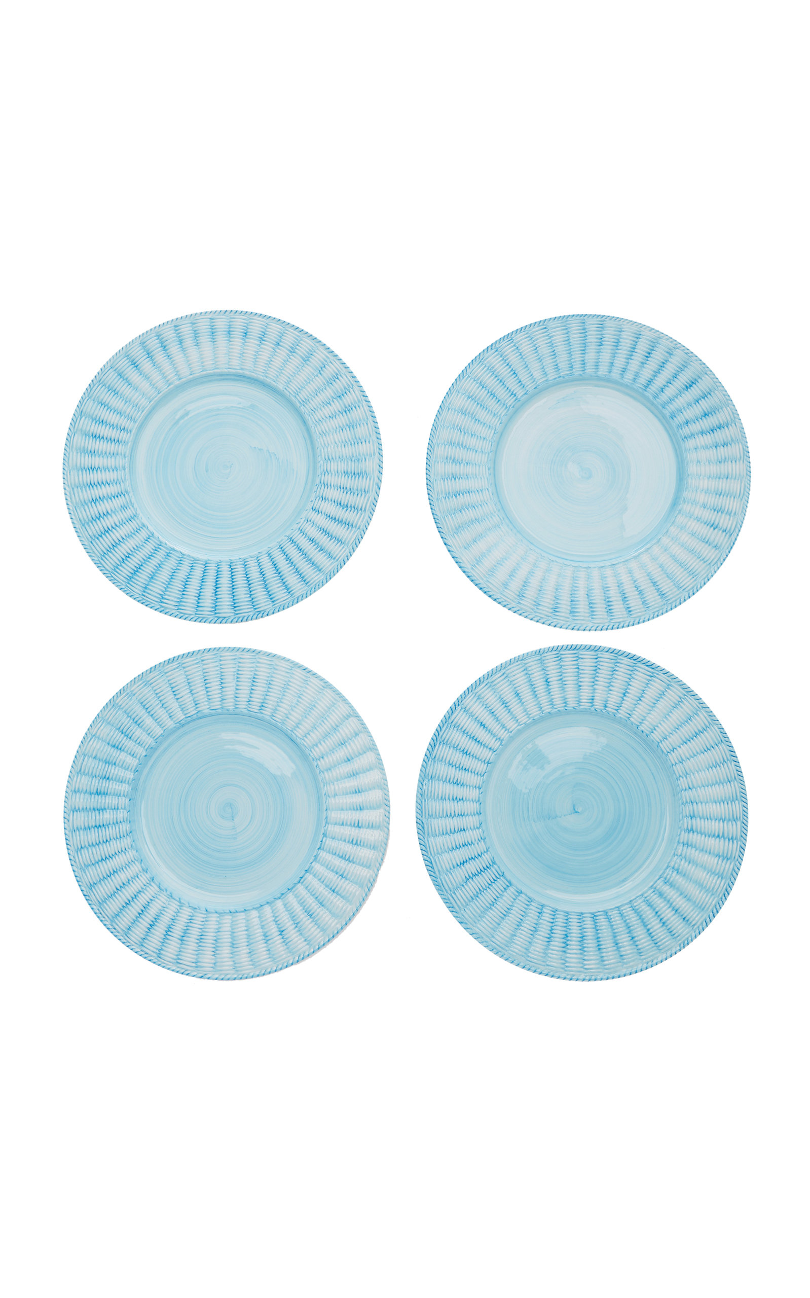 Este Ceramiche For Moda Domus Set-of-four Hand-painted Ceramic Wicker Charger Plates In Blue,green
