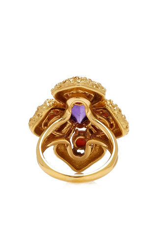 One of a Kind 18K Yellow Gold Van Cleef & Arpels Coral & Amethyst Ring展示图