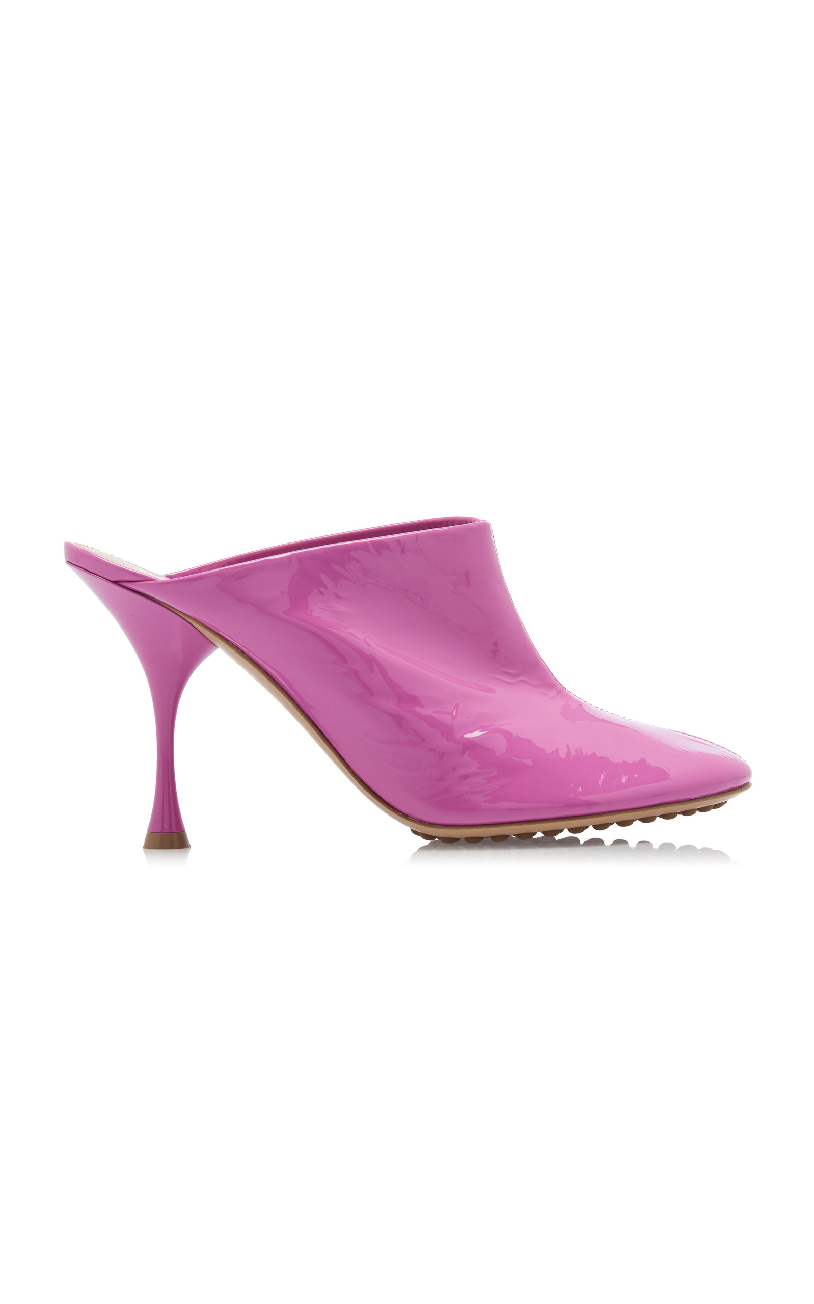 Bottega Veneta - Women's Supergloss Leather Mules - Pink - Moda Operandi