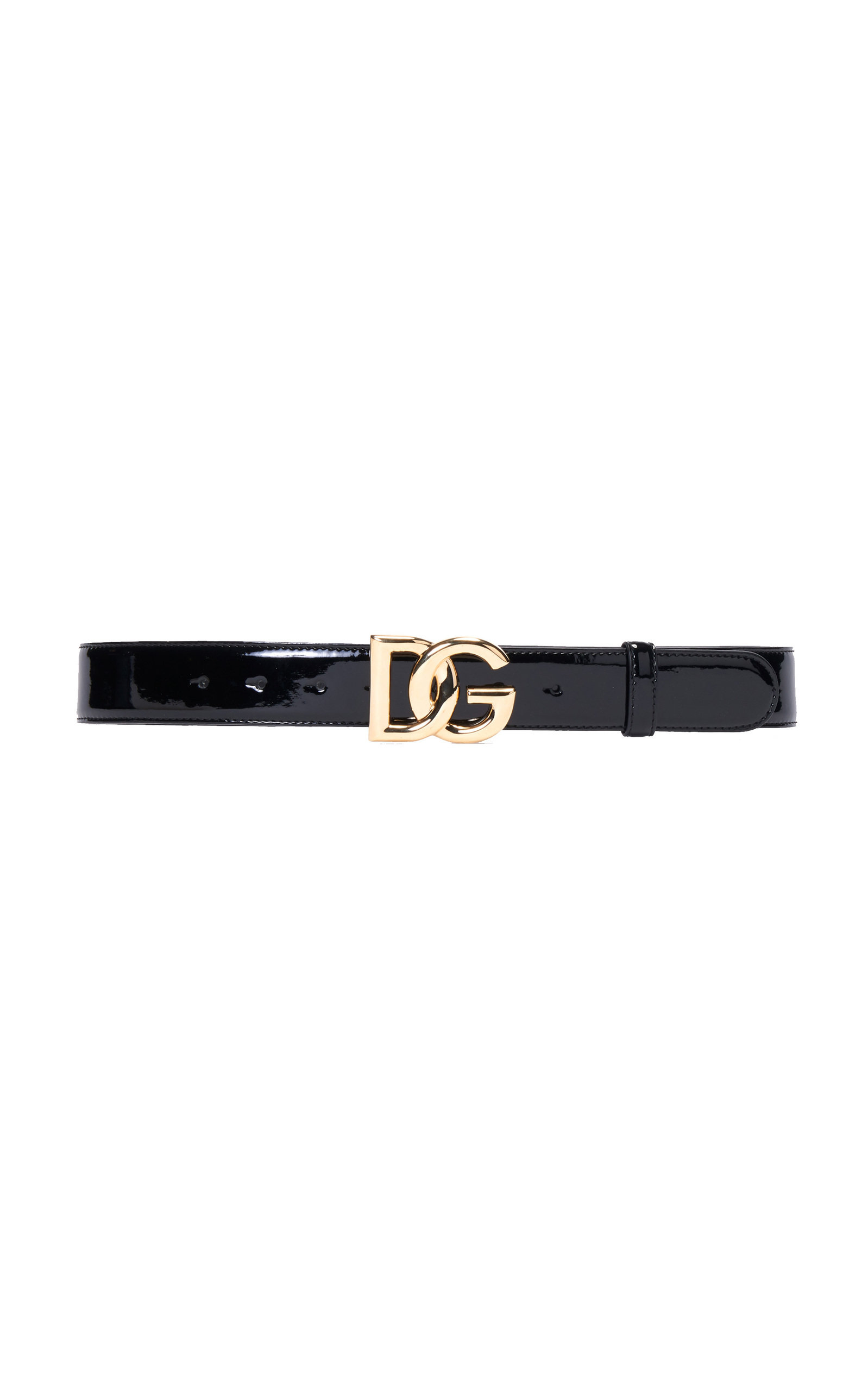 Dolce & Gabbana - Women's Patent Leather Belt with Logo Buckle - Black - Moda Operandi