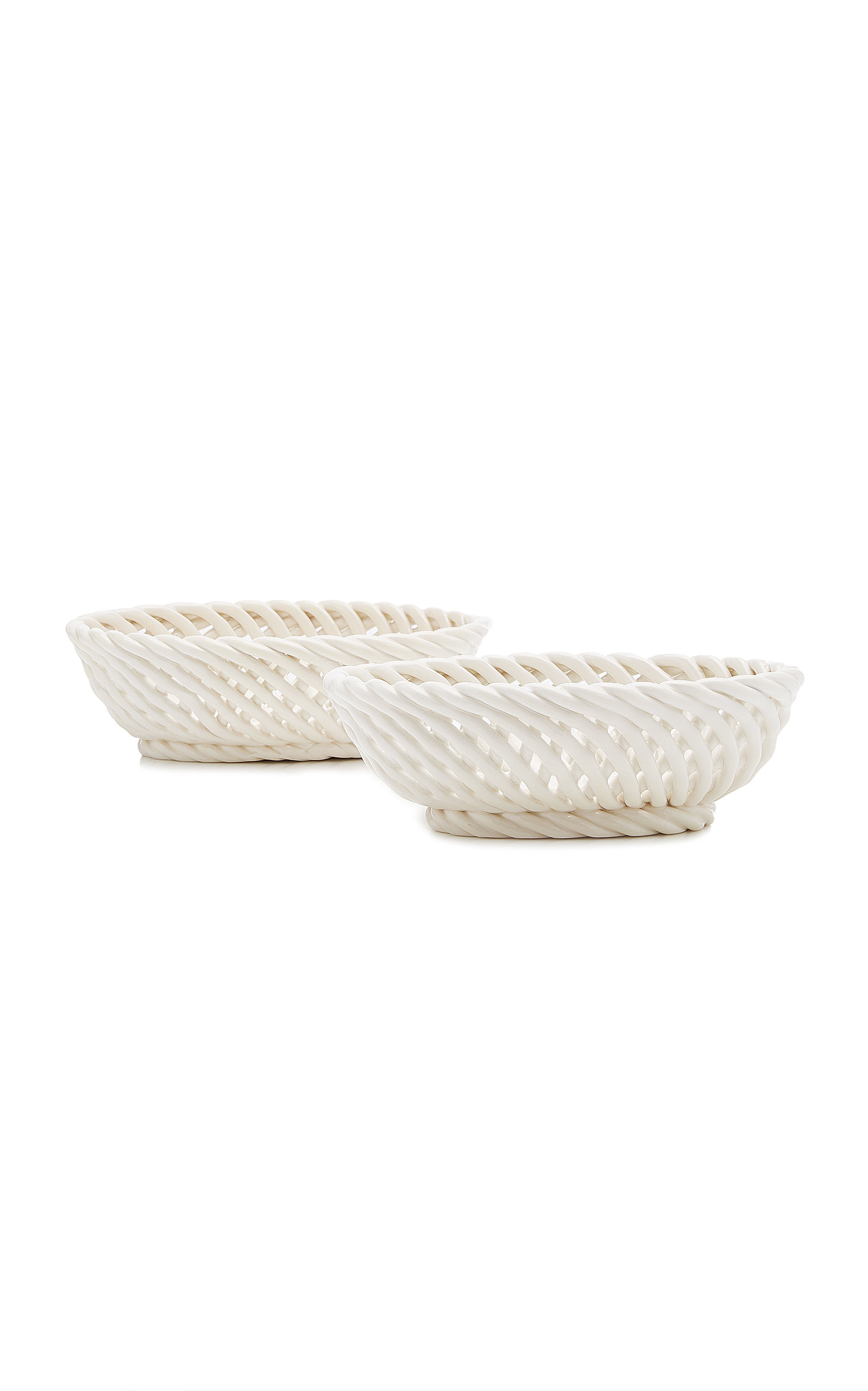 Este Ceramiche For Moda Domus Set-of-two Ceramic Oval Bowls In White