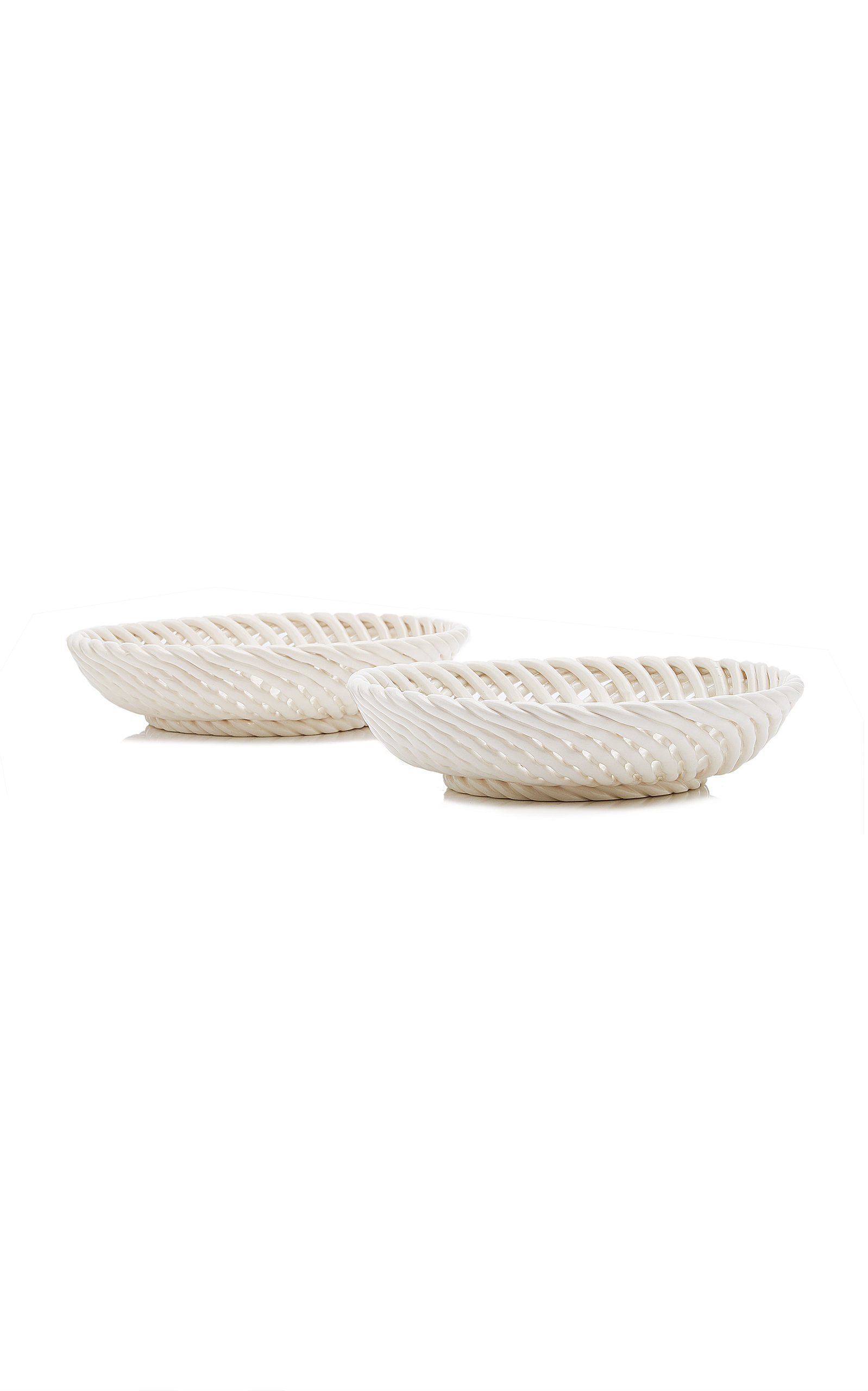 Este Ceramiche For Moda Domus Set-of-two Ceramic Medium Round Bowls In White