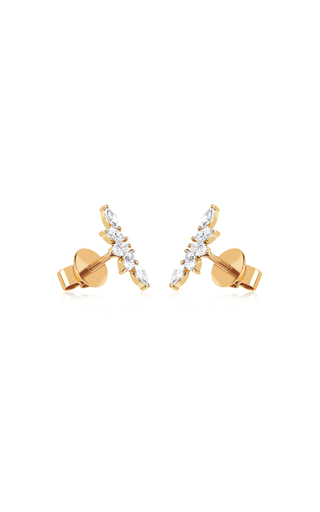 14k Gold Marquise Diamond Fan Earrings展示图
