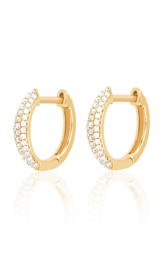 Mini 14k Gold Diamond Dome Huggie Earrings展示图