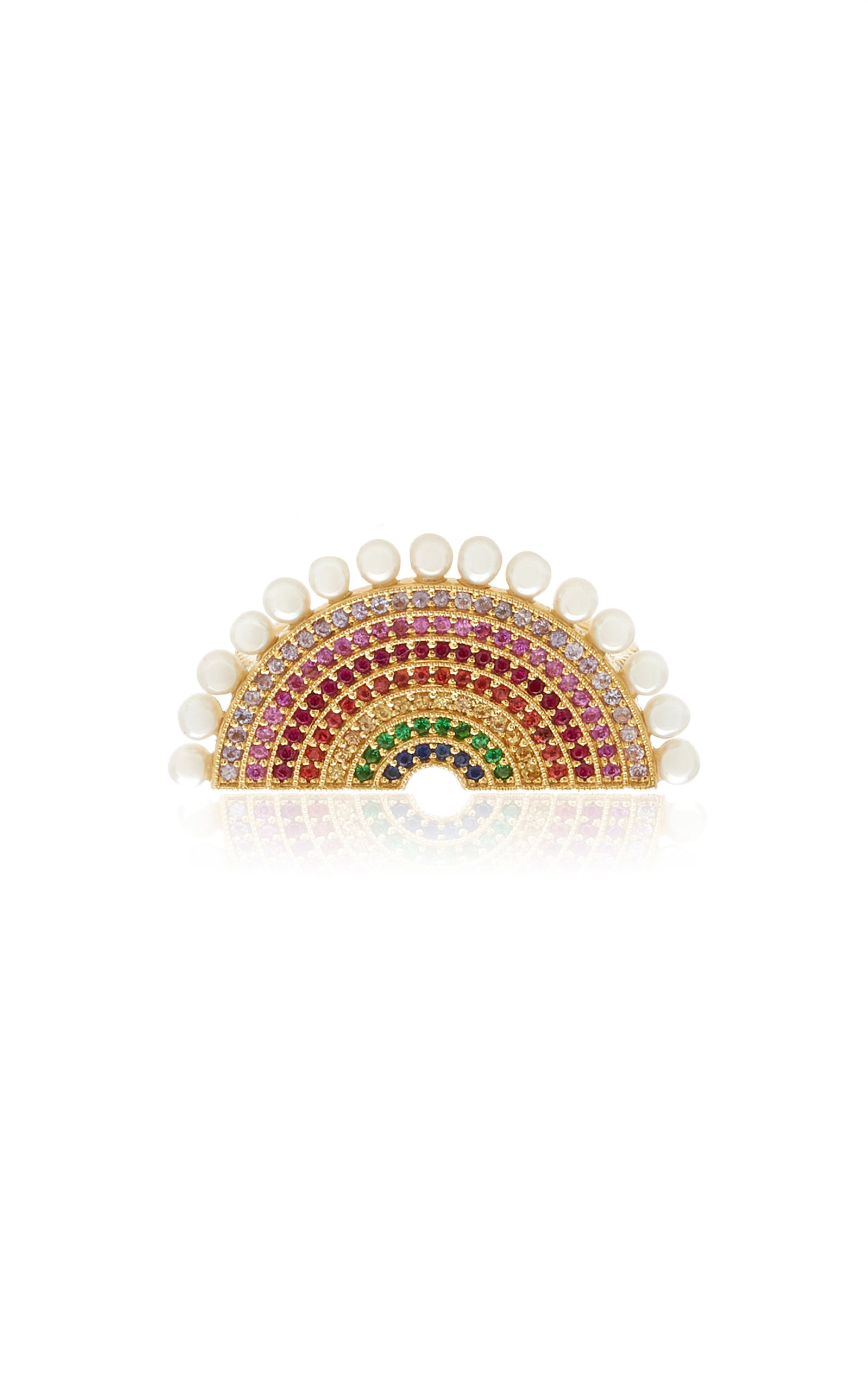 Rosa De La Cruz Diamond And Pearl Encrusted Cocktail Ring In Multi