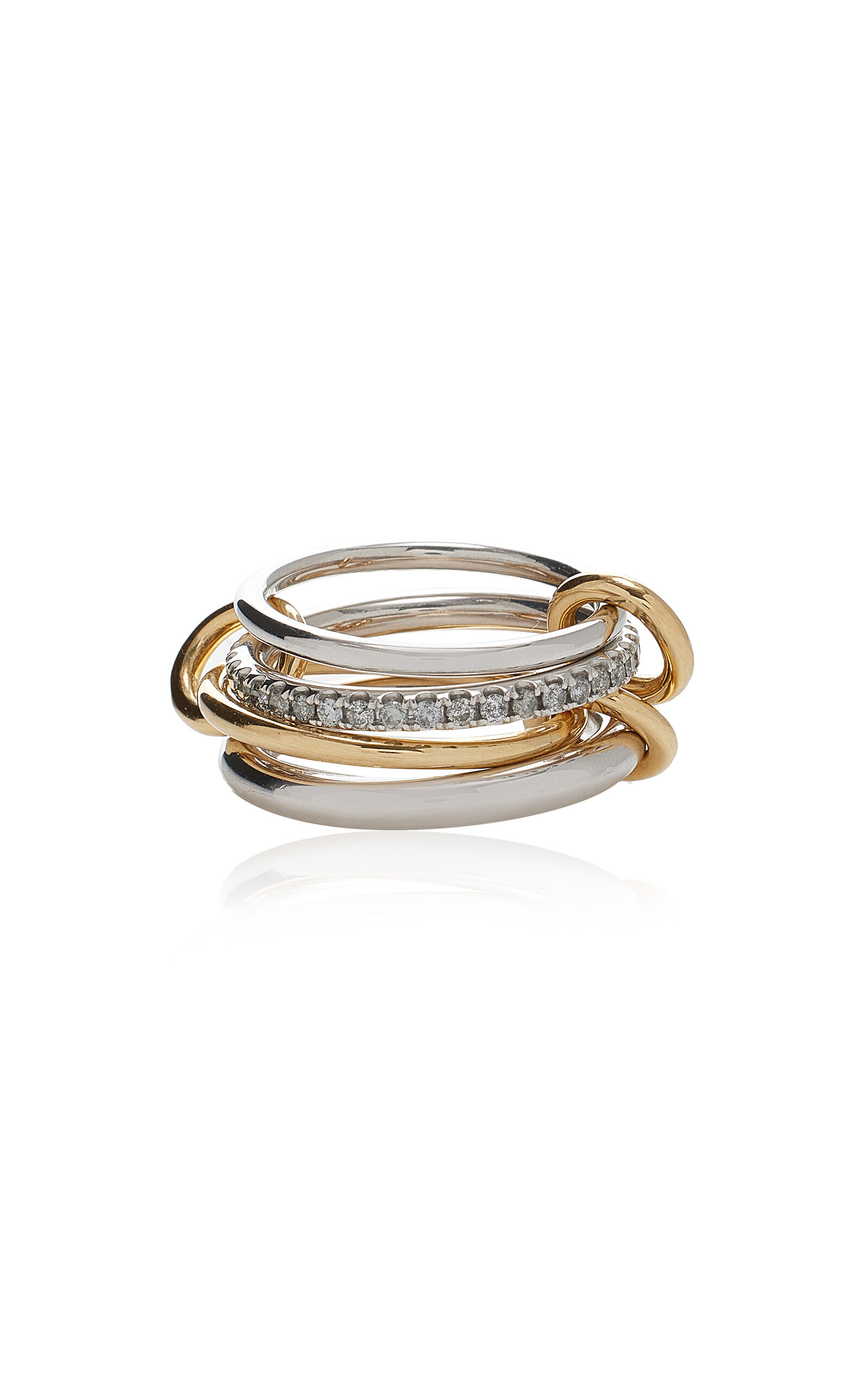 Spinelli Kilcollin - Nimbus Sterling Silver; 18K Yellow Gold Diamond Ring - White - US 8 - Moda Operandi - Gifts For Her