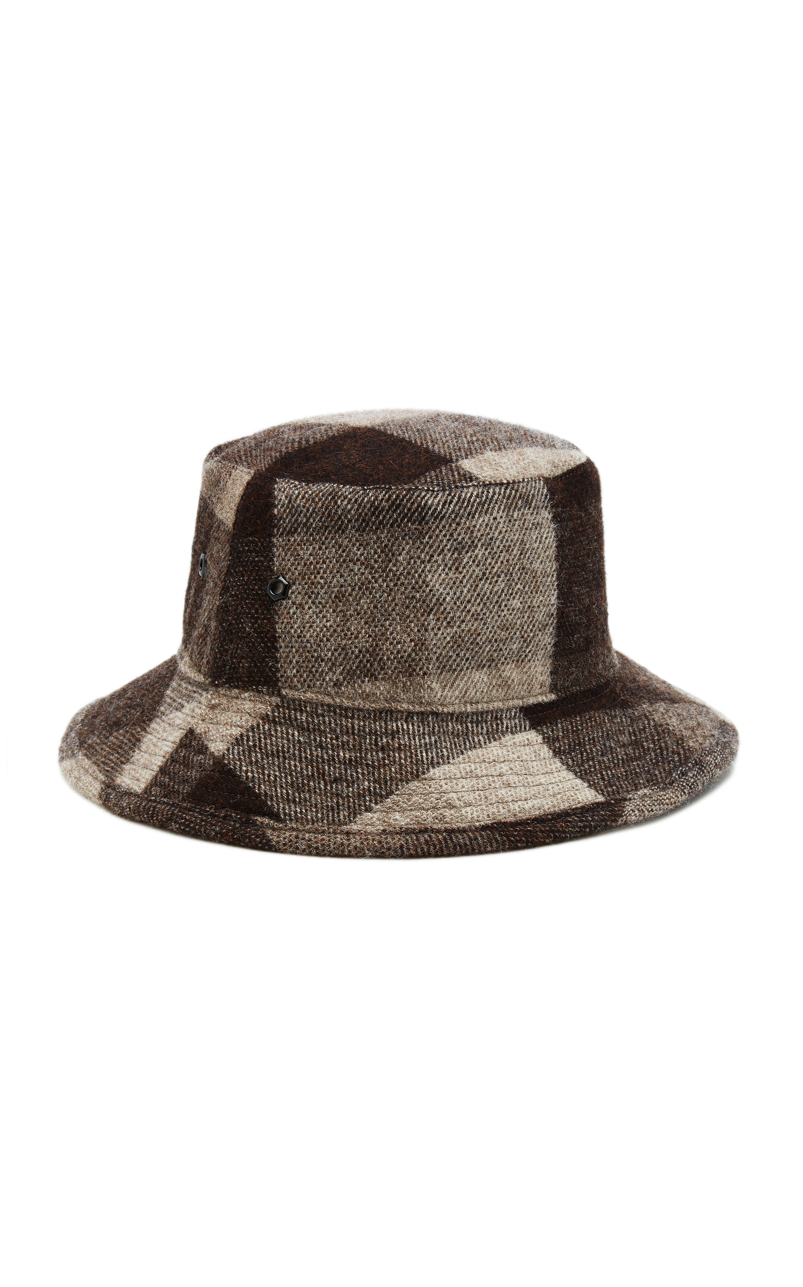 Acne Studios Women's Checked Wool Bucket Hat In Brown
