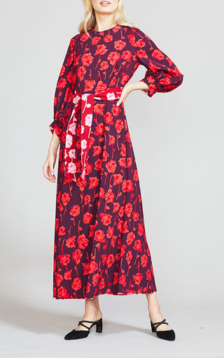 Double-Faced Rose Printed Crepe Dress展示图