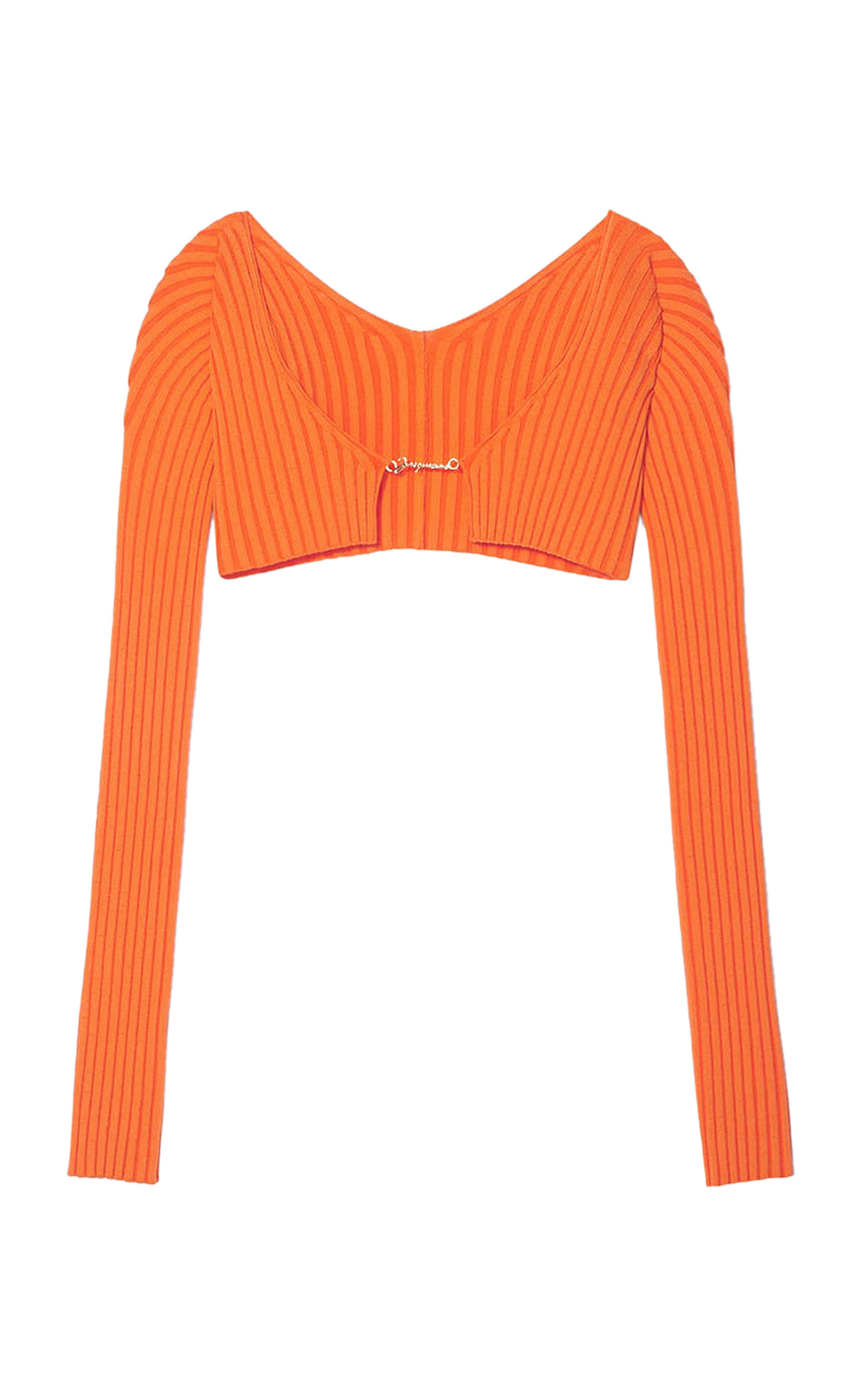 Jacquemus - Women's Pralù Cropped Ribbed-Knit Top - Orange - Moda Operandi