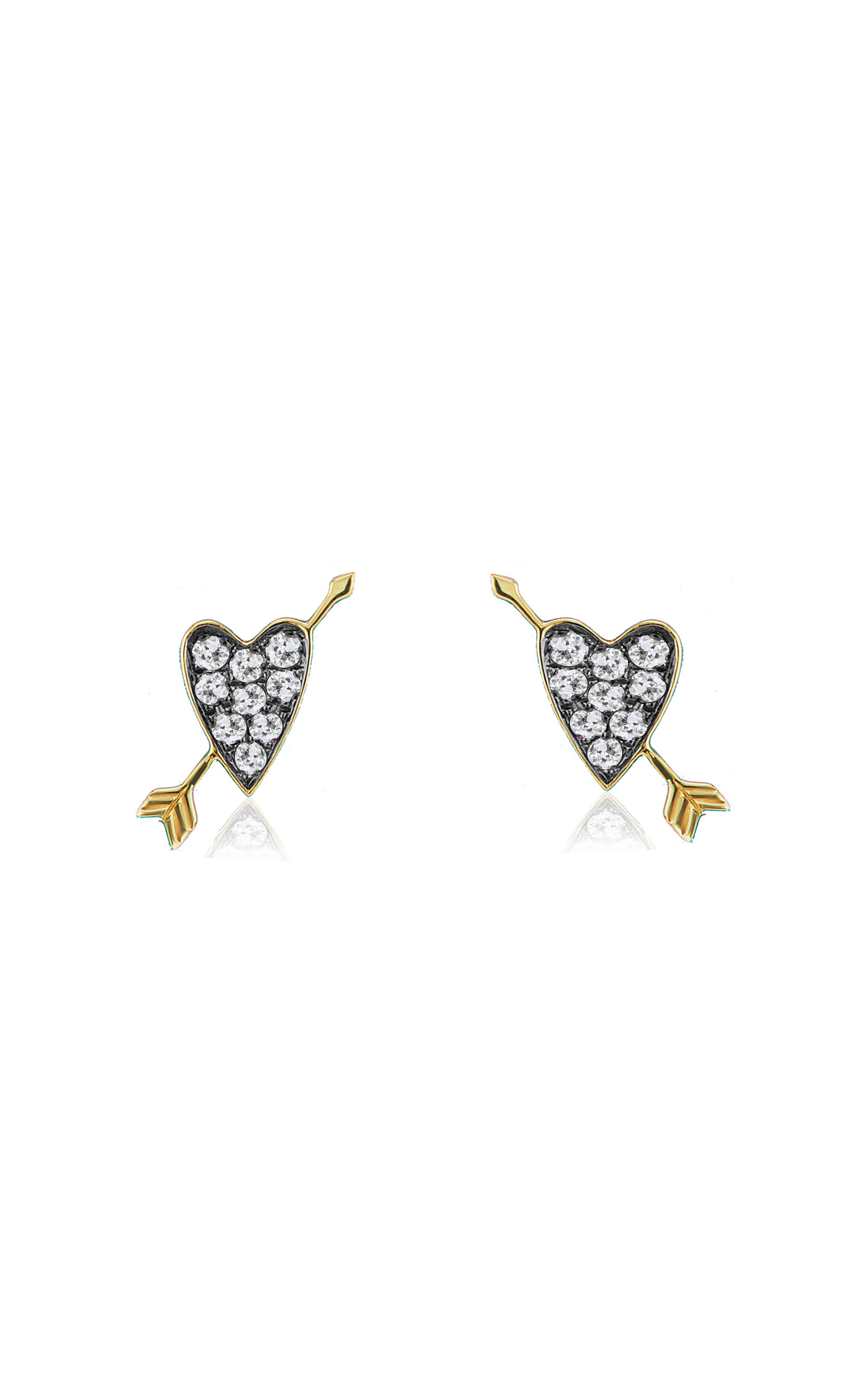 Sorellina Women's 18k Yellow Gold & Diamond Heart & Arrow Stud Earrings In Black
