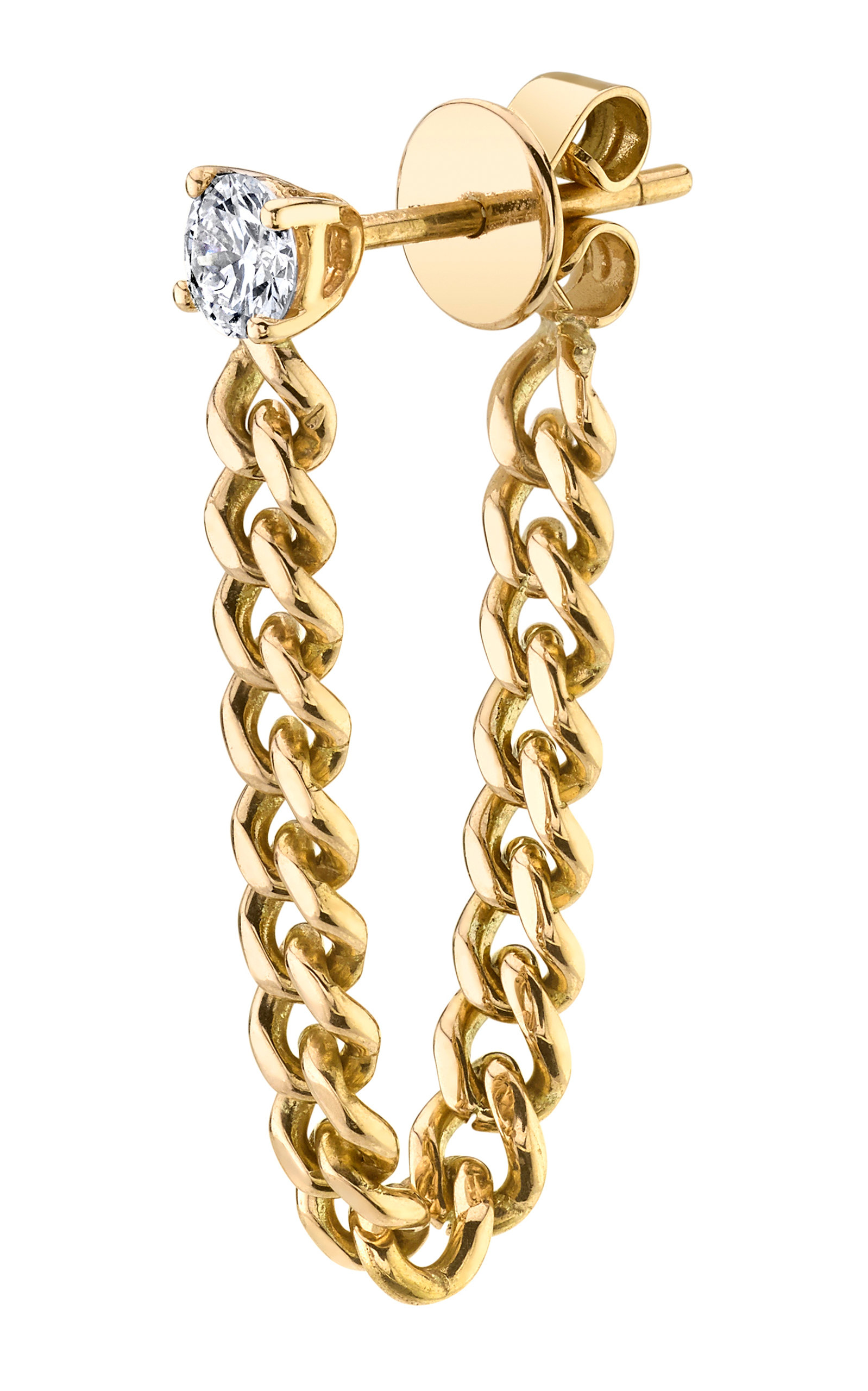 Anita Ko WOMEN'S 18K YELLOW GOLD ROUND DIAMOND CUBAN LINK LOOP EARRING