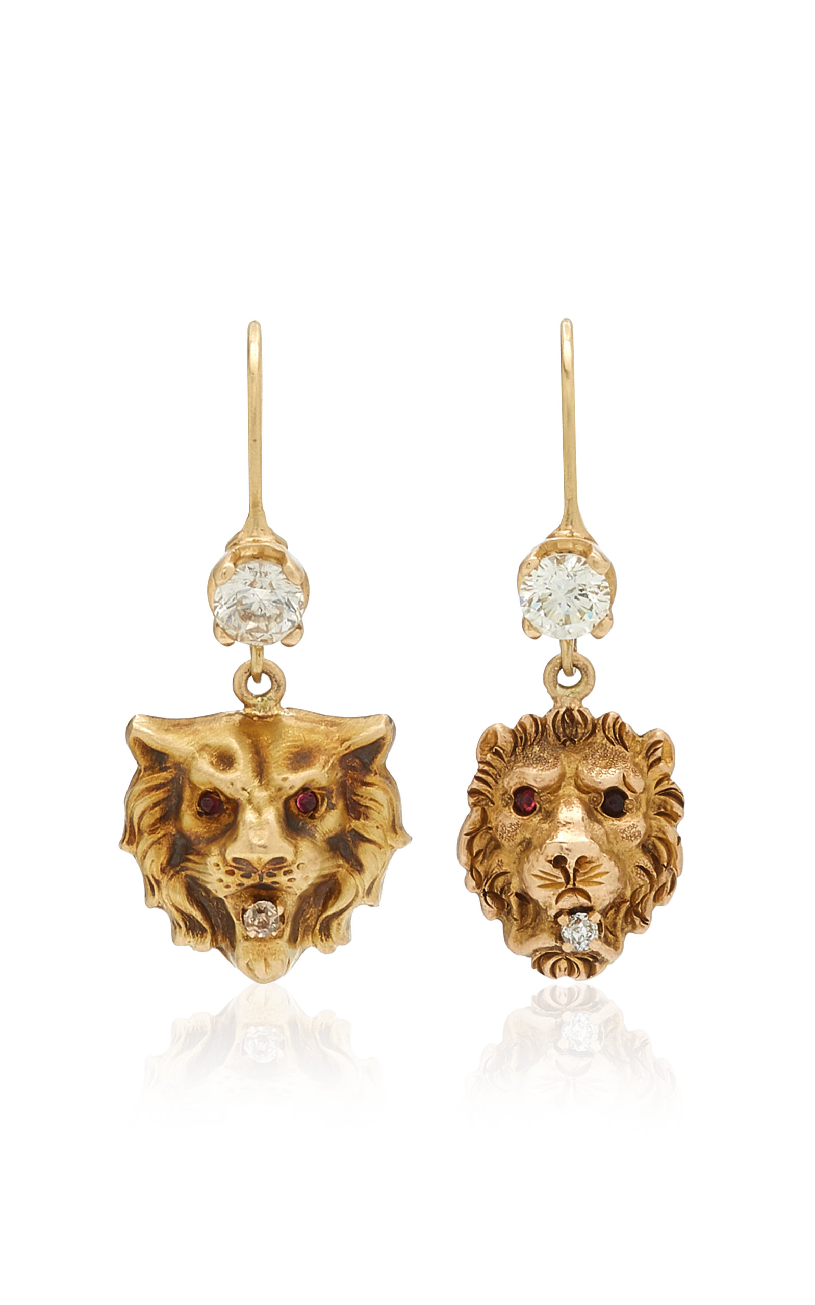 Mindi Mond Women's Lion Mate 14k Gold Diamond And Garnet Drop Earrings