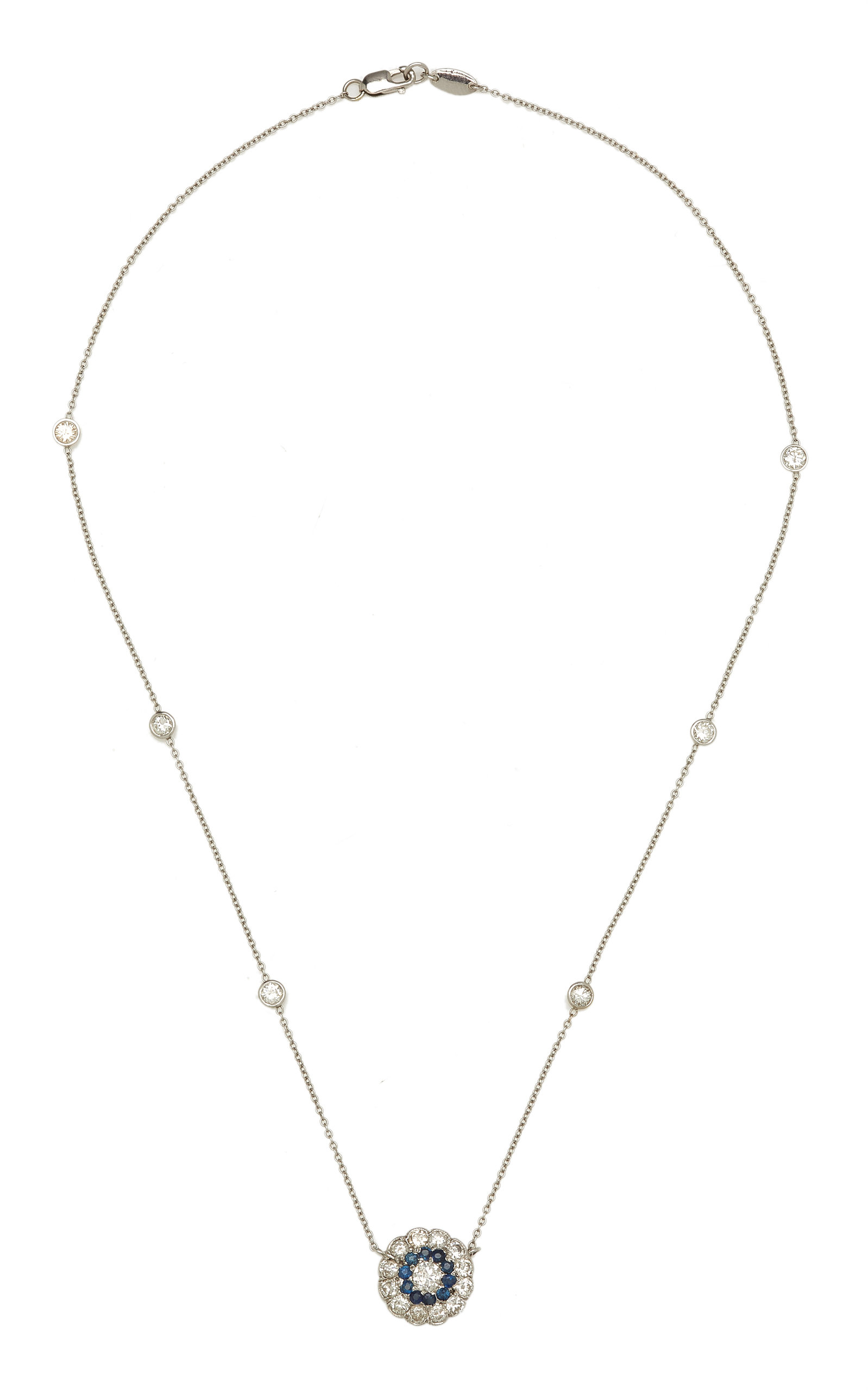Mindi Mond Women's 18k White Gold Diamond & Sapphire Deco Cluster Necklace In Blue
