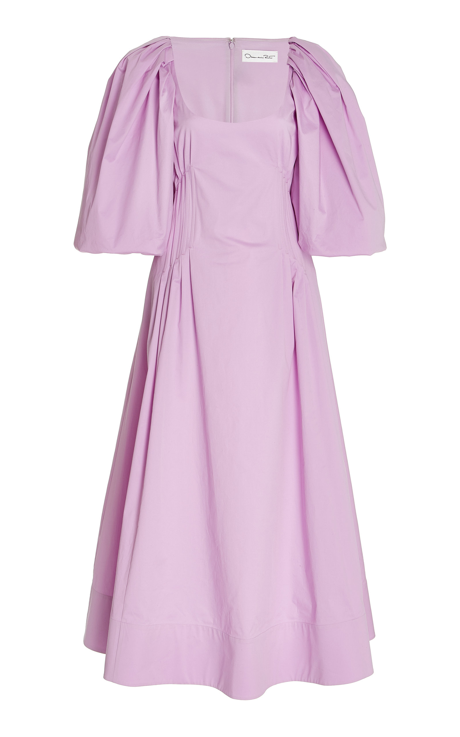 Oscar De La Renta Women's Pleated Cotton Poplin Midi Dress In Purple ...