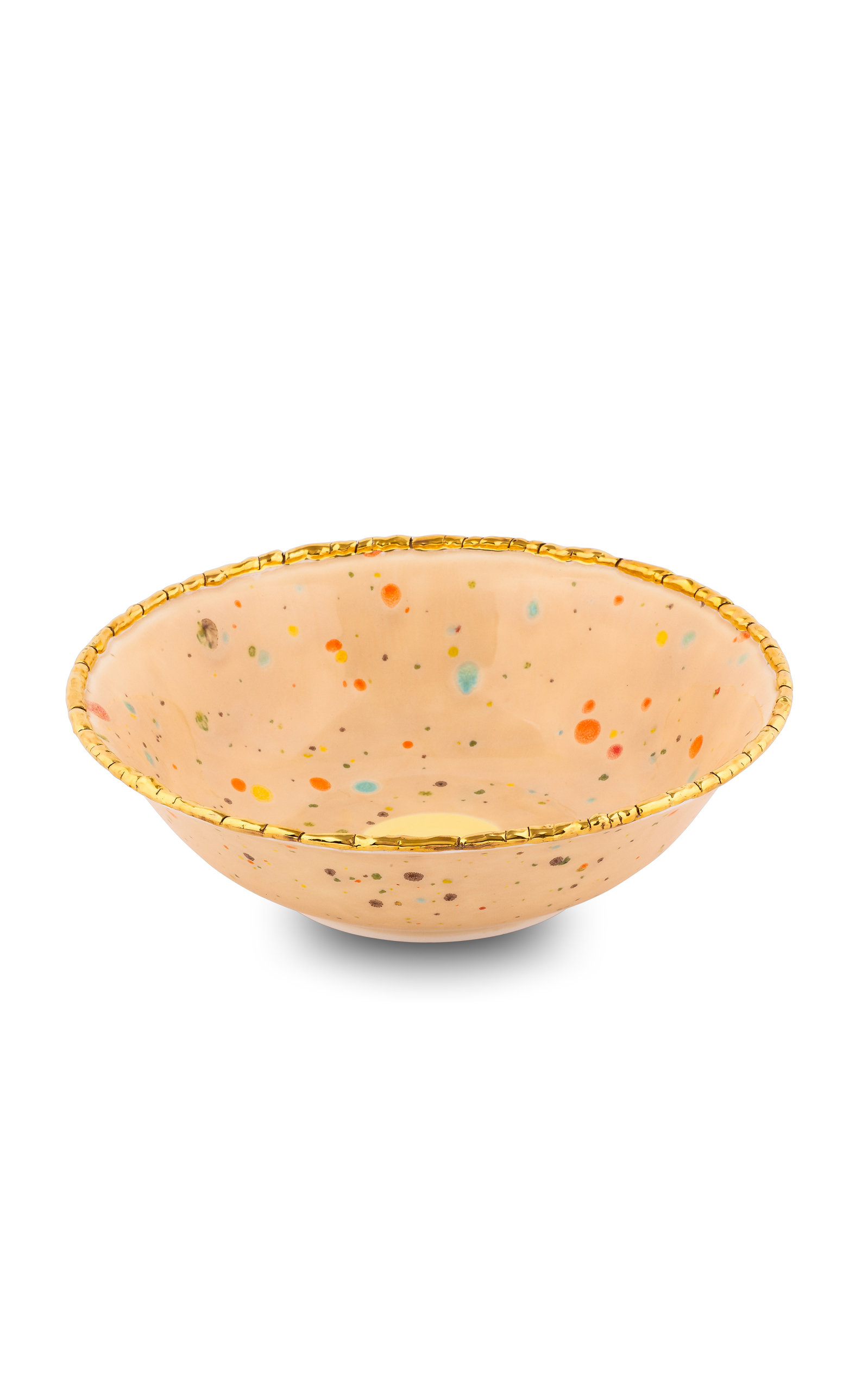 Coralla Maiuri Salad Bowl Craqulelã¨ Edge Chestnut Ã23x7h  Porcelain Porcelain In Multi