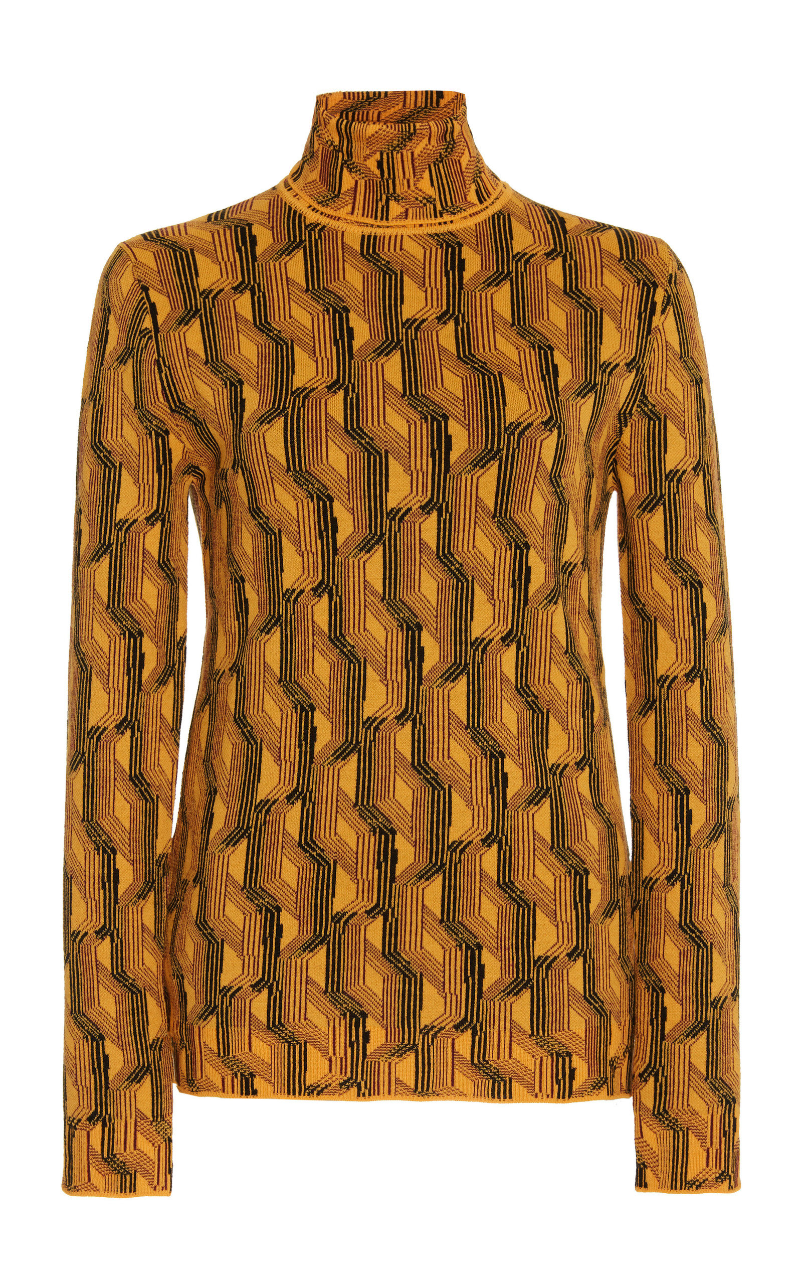 Prada - Women's Wool Jacquard Turtleneck Sweater - Orange - IT 40 - Moda Operandi