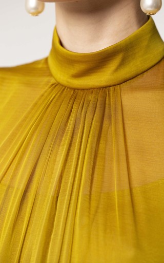 Ruffled Sleeve Silk Top展示图