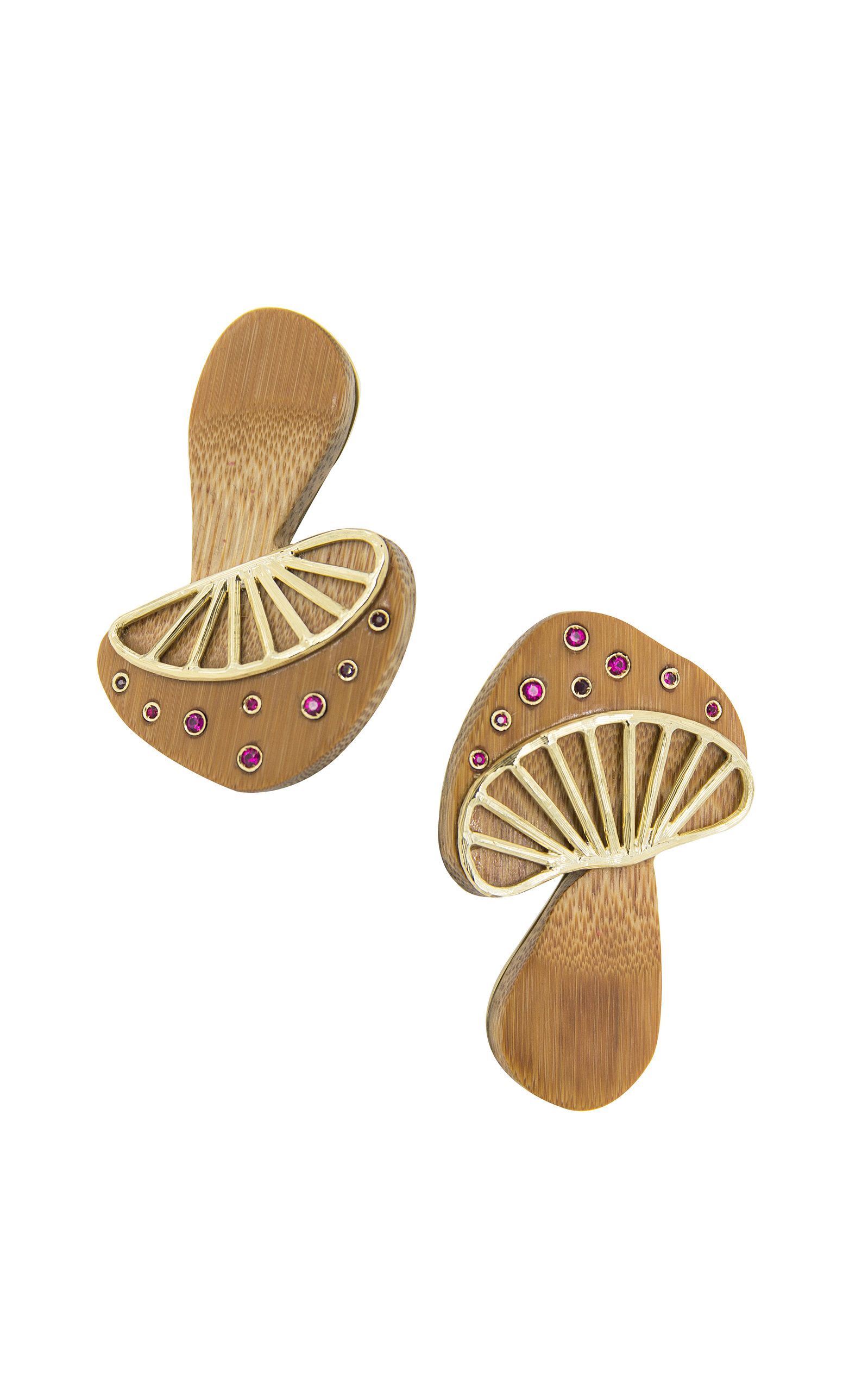 18K Yellow Gold Bamboo Mushroom Earrings