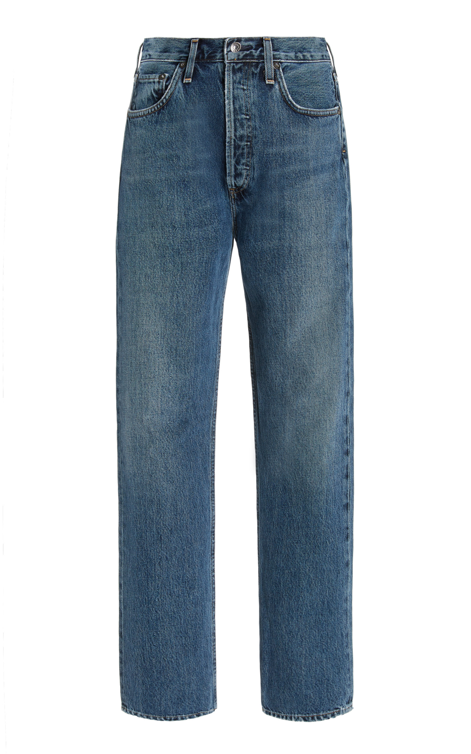 Agolde - Women's 90's Pinch-Waist Rigid High-Rise Organic Cotton Straight-Leg Jeans - Dark Wash - Moda Operandi