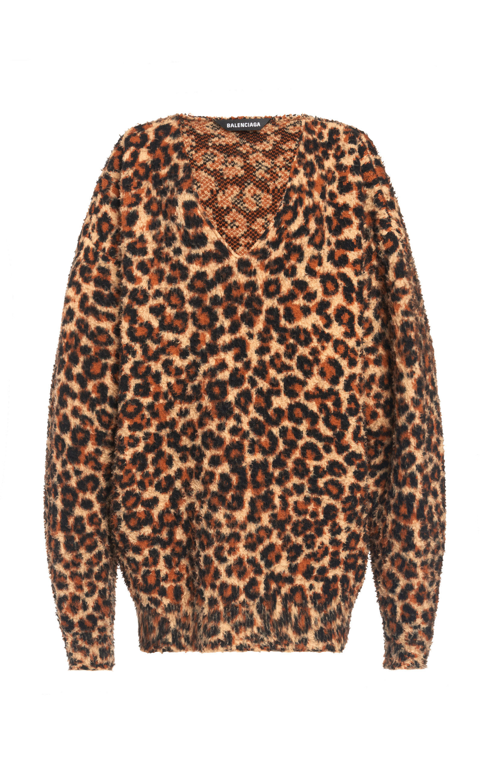 Balenciaga Women's Oversized Leopard-Knit Wool-Blend Sweater