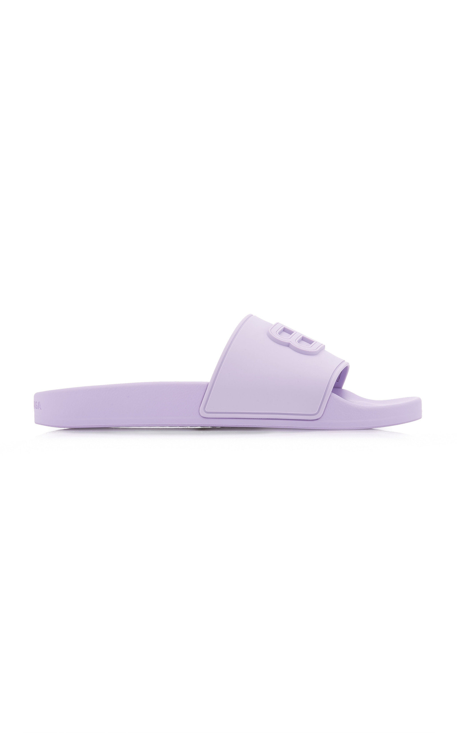 Balenciaga - Women's Logo-Embossed Rubber Pool Slides - Purple - Moda Operandi