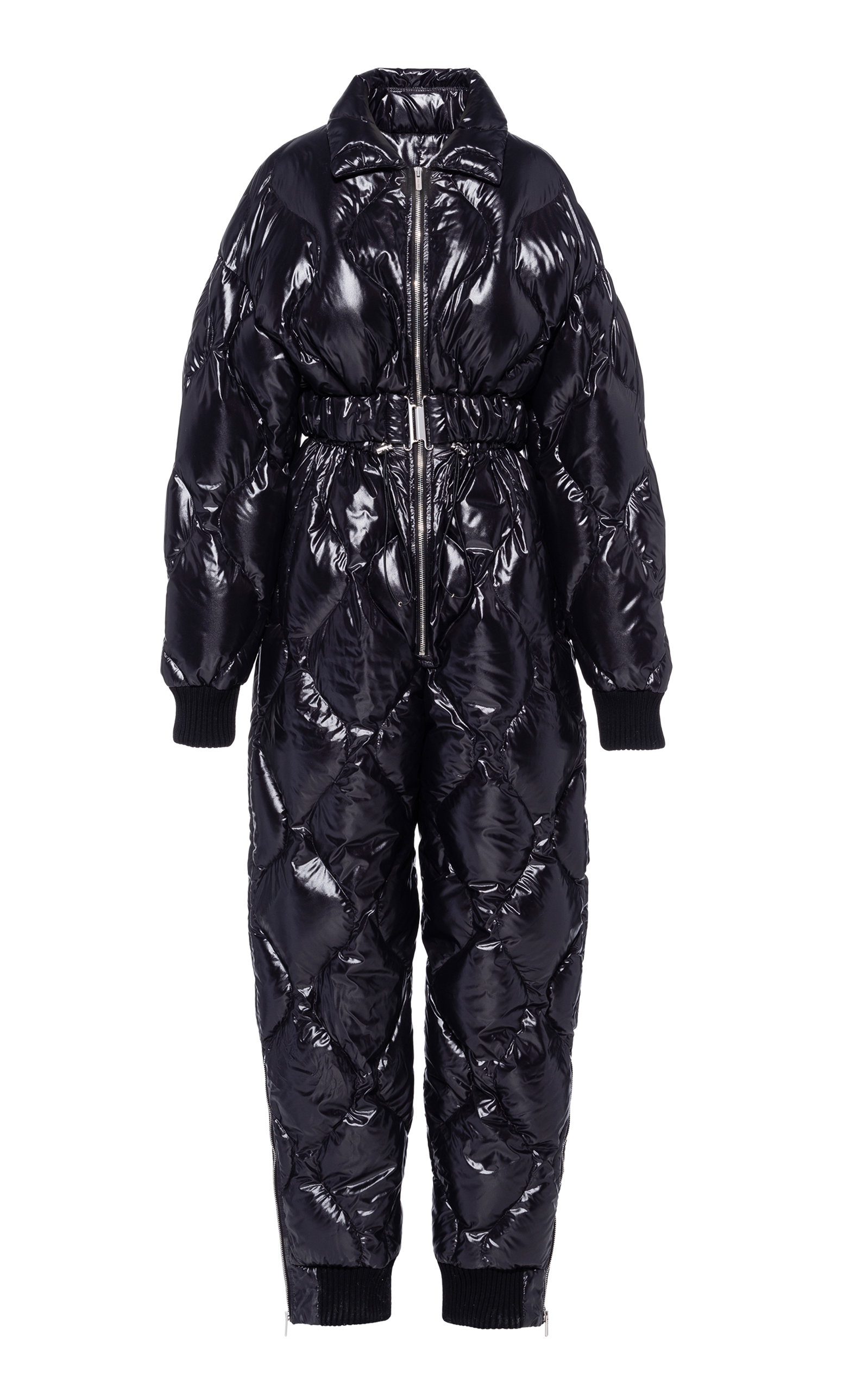 Shop Miu Miu Quilted Padded Jumpsuit In Black