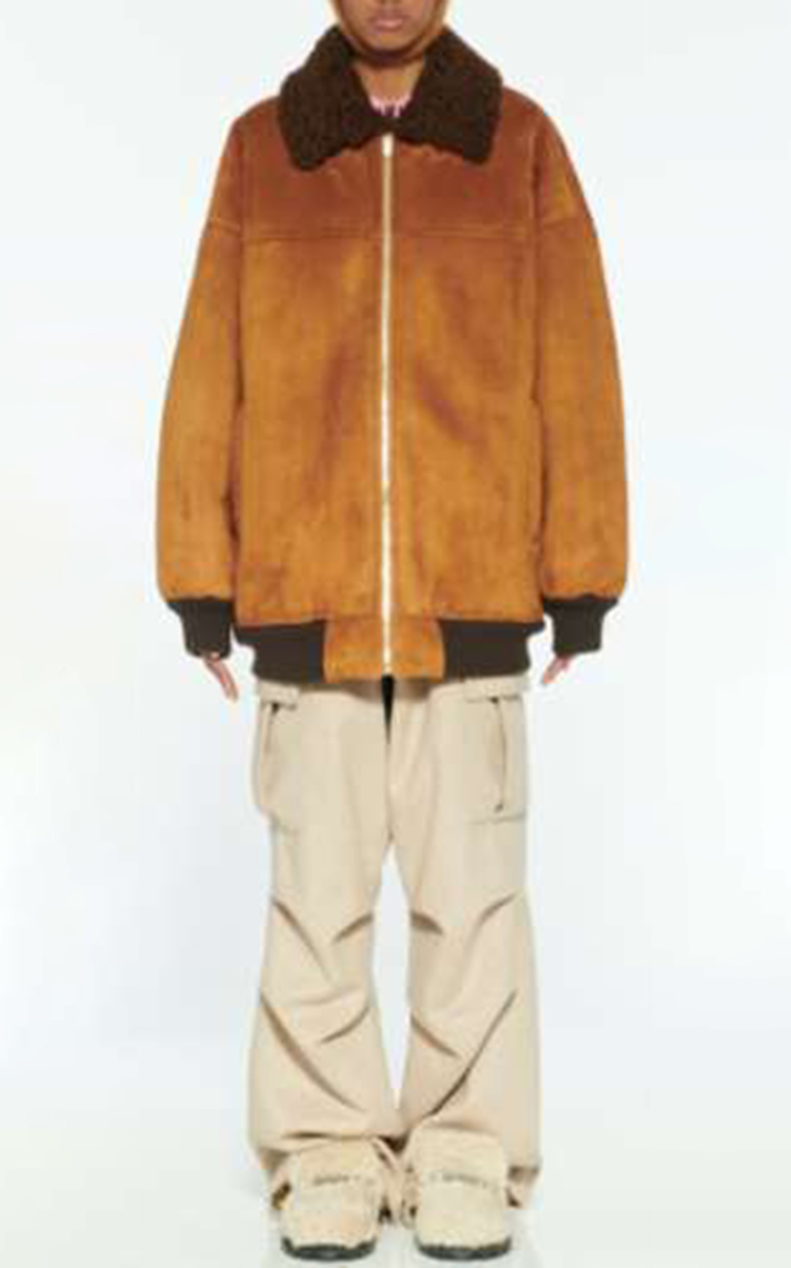 Miu Miu Shearling-trimmed Jacket In Brown
