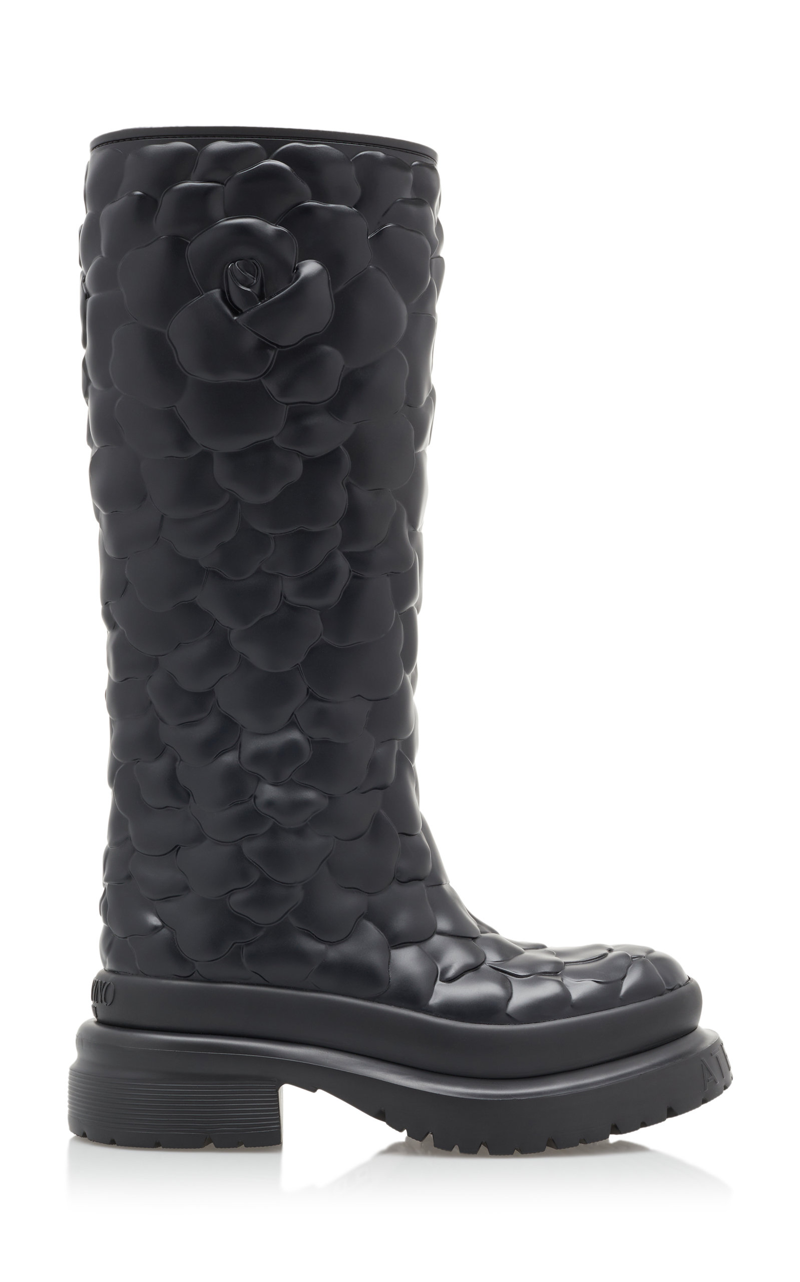 Valentino - Women's Valentino Garavani Rose Atelier Leather Boots - Black/white - Moda Operandi