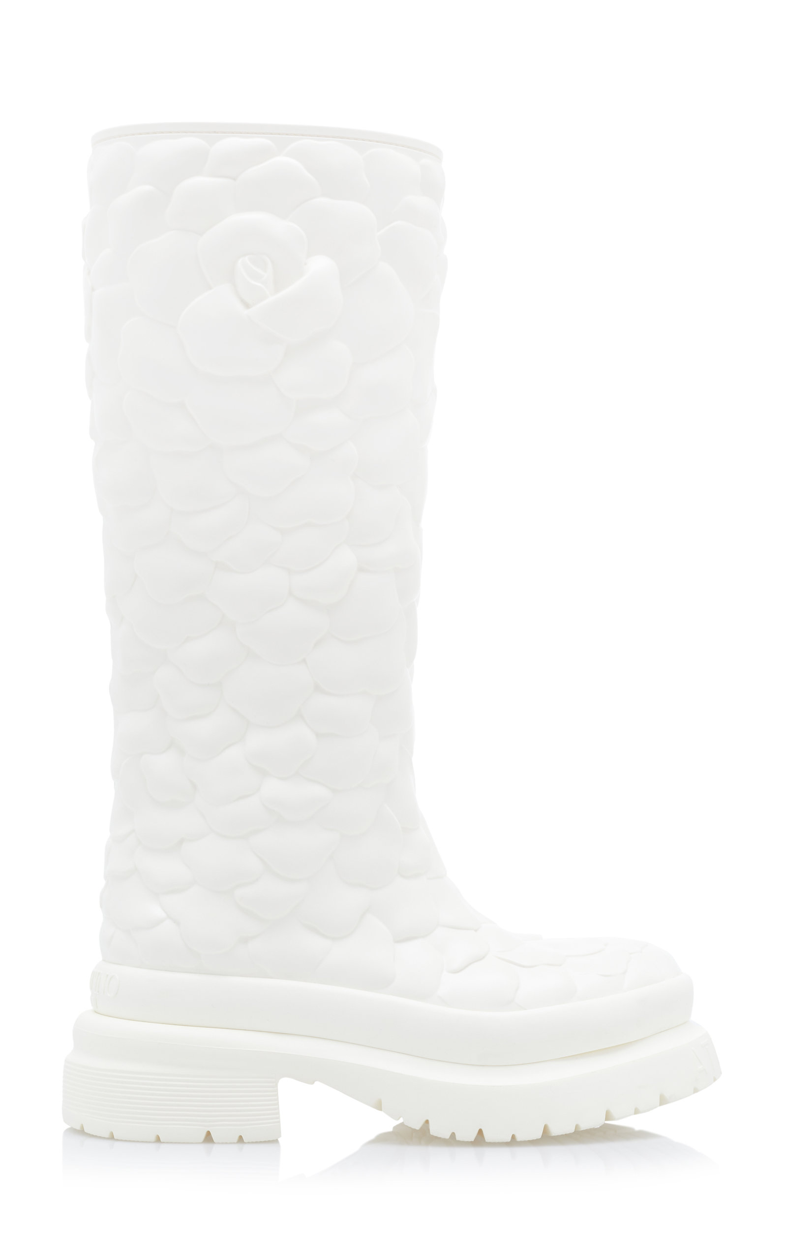 Valentino Garavani Rose Atelier Leather Boots In White