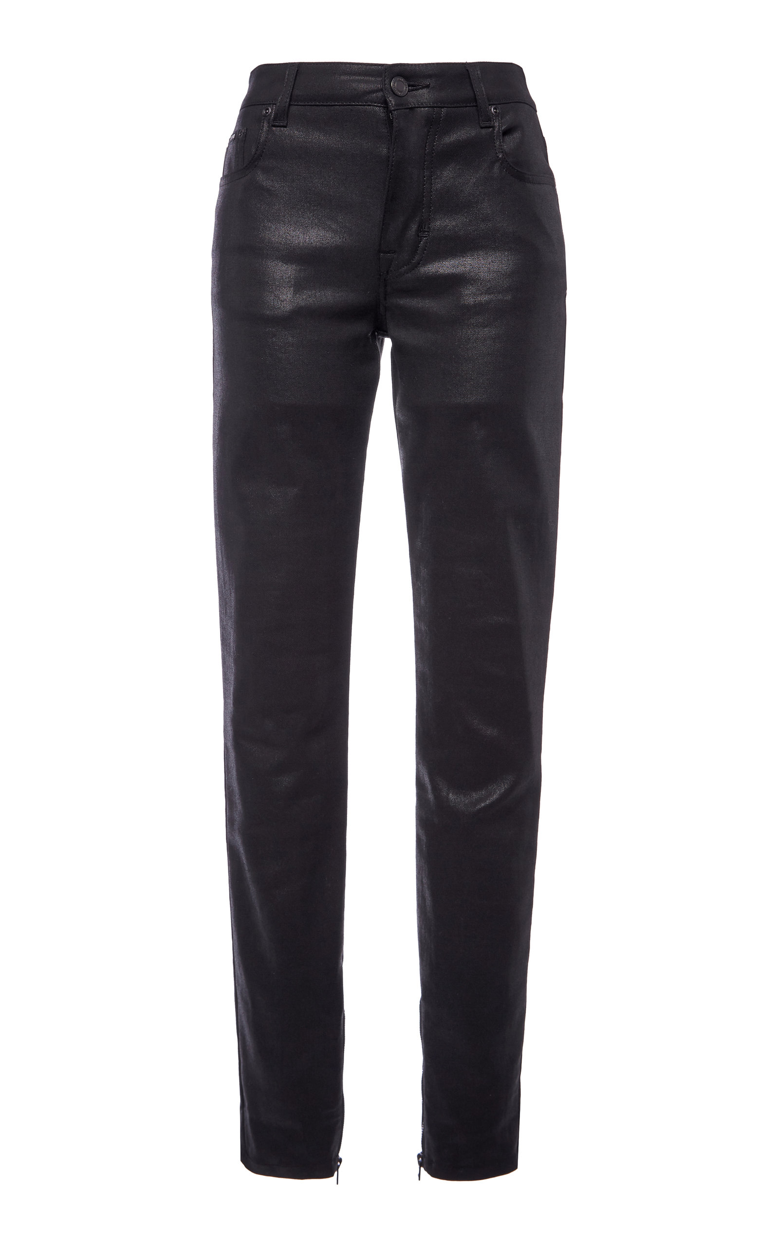TOM FORD WOMEN'S COATED STRETCH LOW-RISE SKINNY JEANS