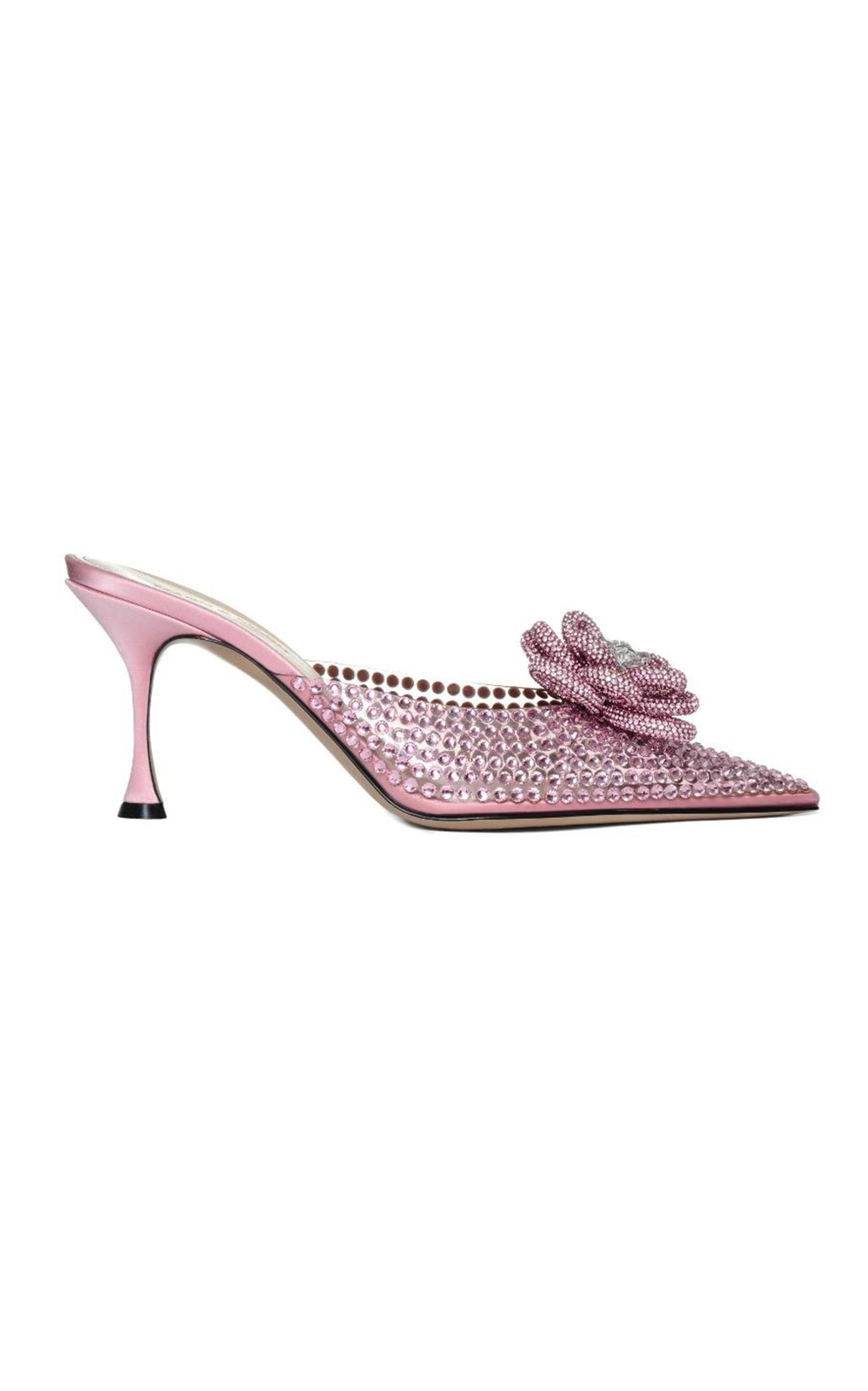 Mach&mach Women's Flower Pvc Mules In Silver,pink