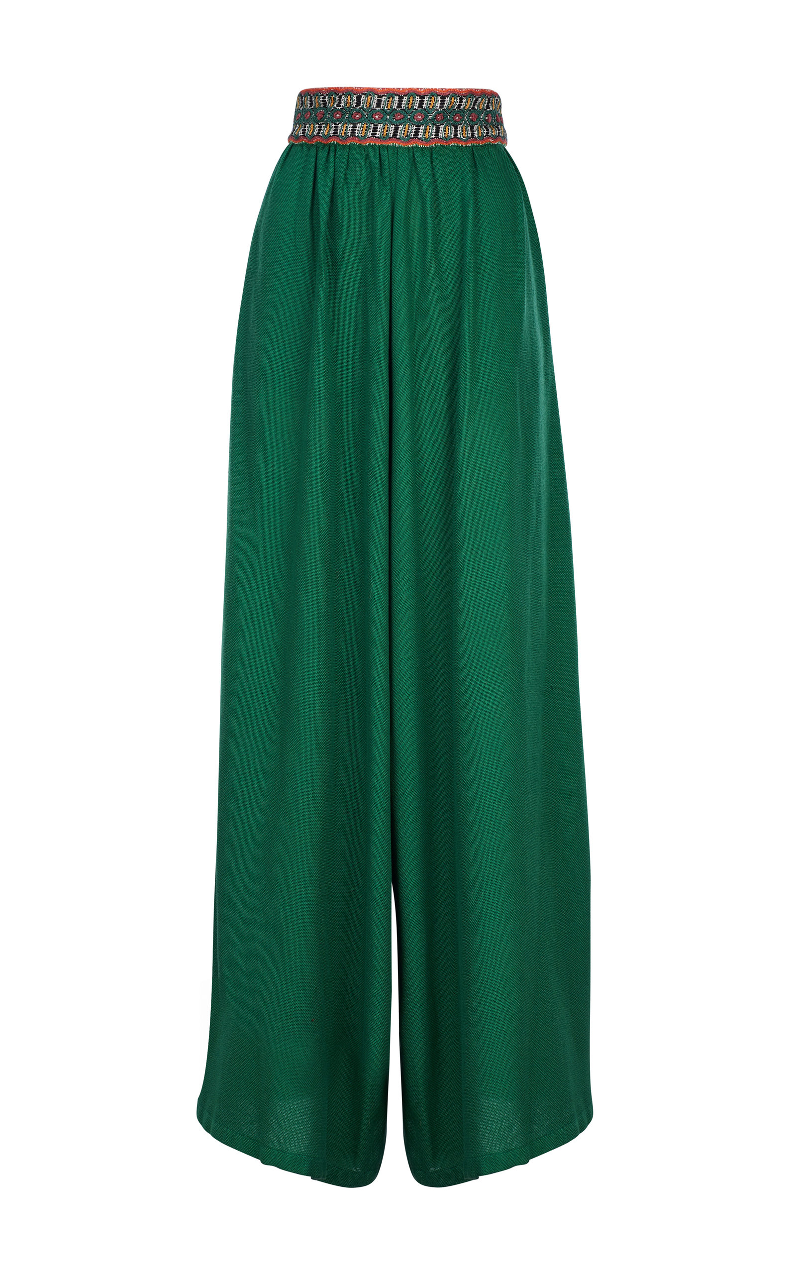 Escvdo - Women's Marcela Handwoven Cotton Wide-Leg Pants - Green/orange - Moda Operandi