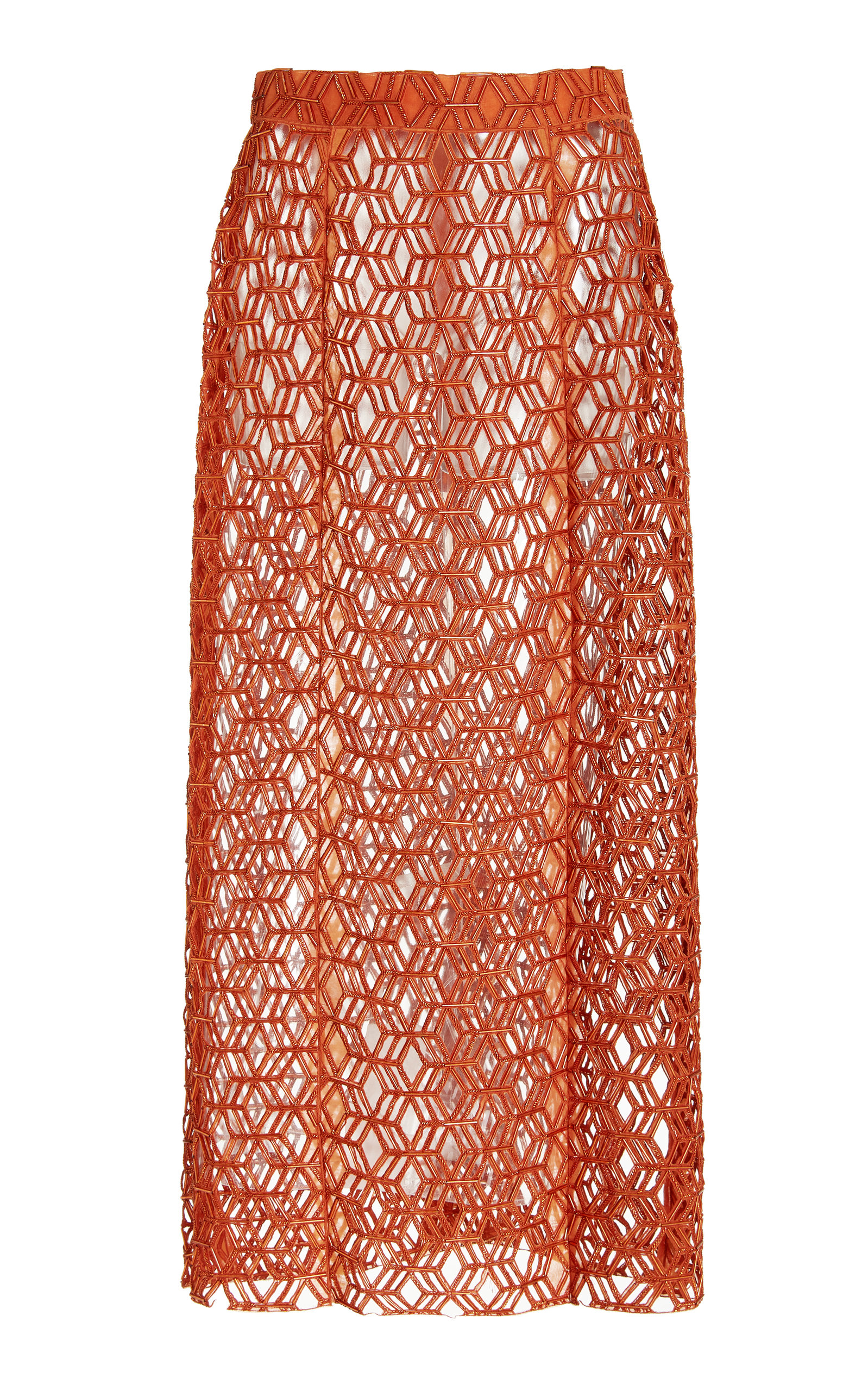 Aliã©tte Women's Beaded Lasercut Silk Chiffon Maxi Skirt In Orange