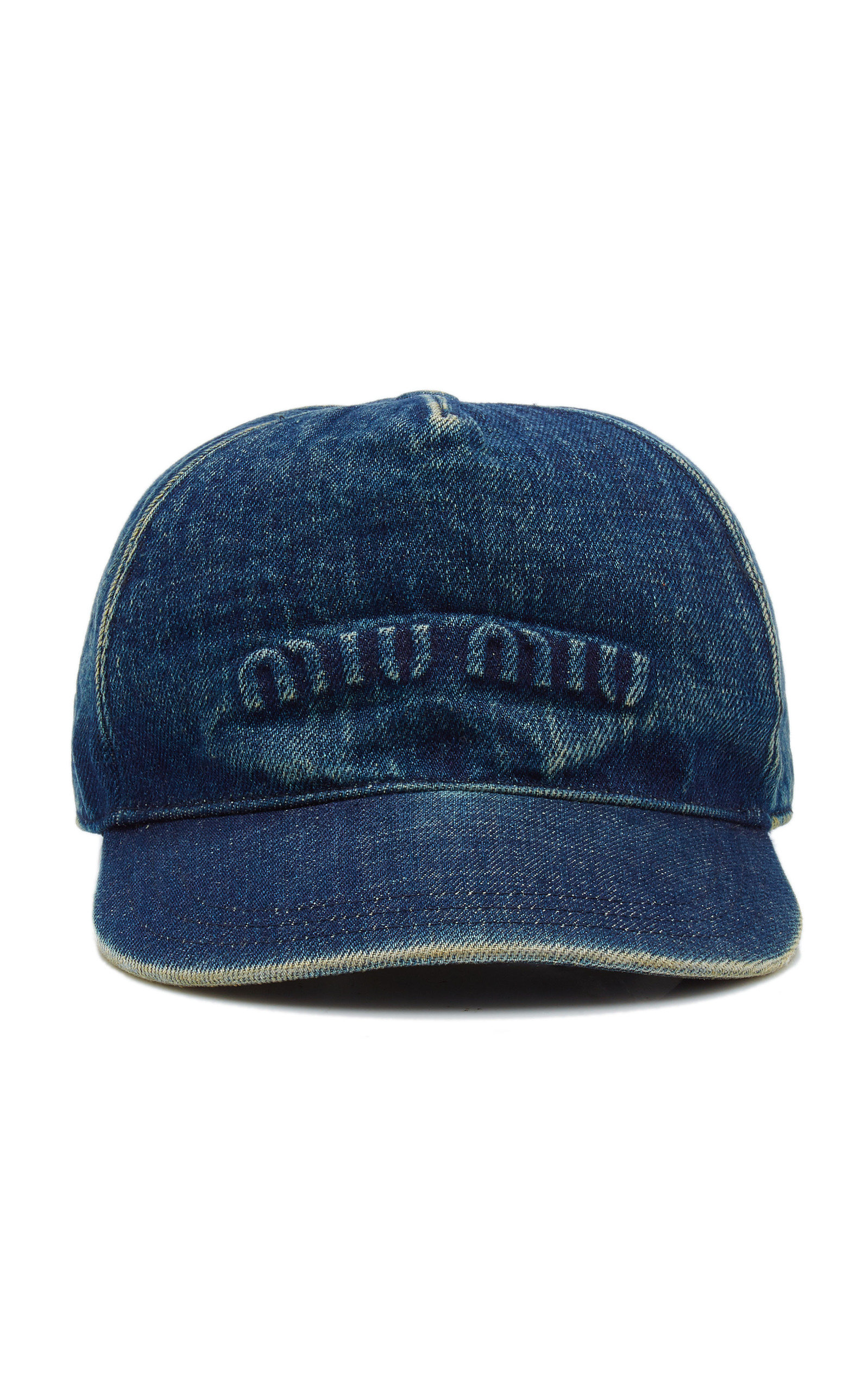 Miu Miu - Women's Logo-Detailed Denim Baseball Cap - Blue - M - Moda Operandi