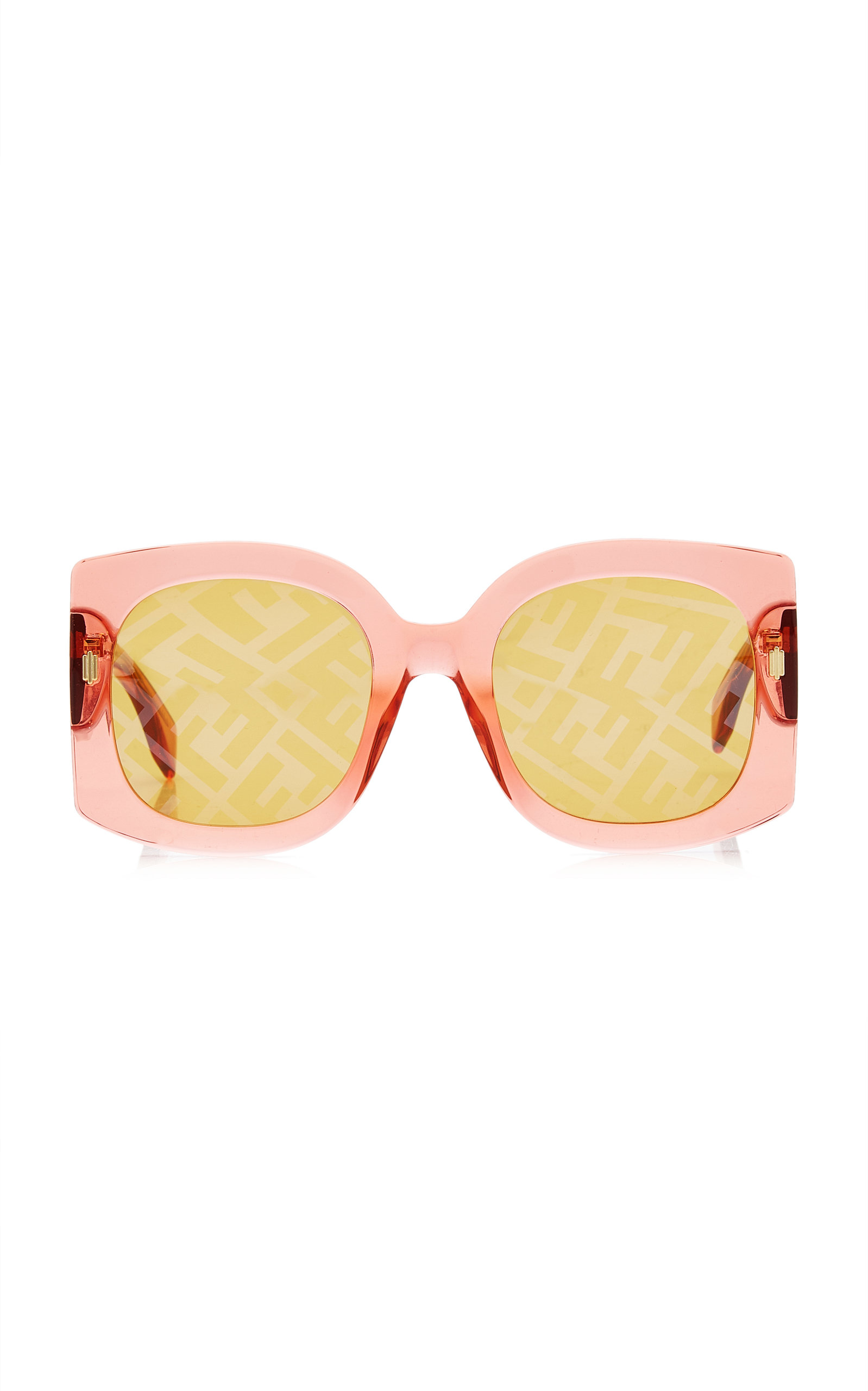 Fendi Women's Roma Oversized Logo-lens Square-frame Acetate Sunglasses In Brown