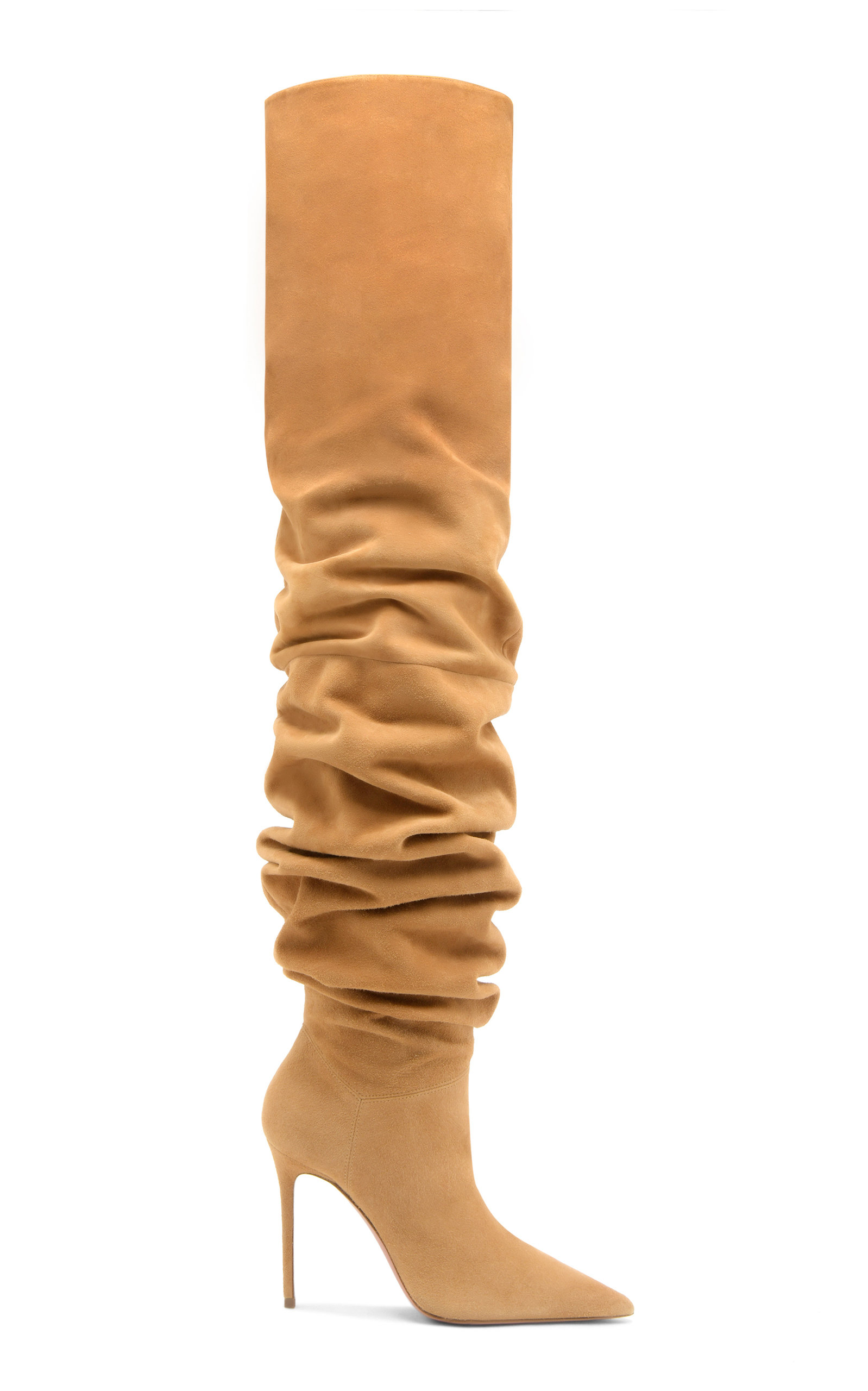 Amina Muaddi - Women's Jahleel Suede Thigh-High Boots - Brown - IT 37.5 - Moda Operandi